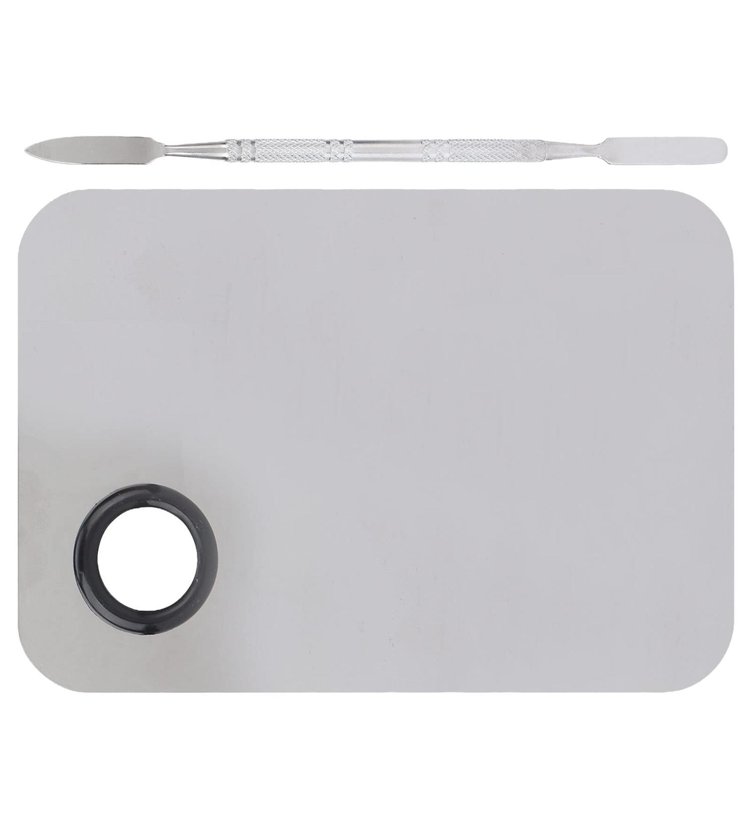 Professional Stainless Steel Makeup Mixing Palette & Spatula | Best for Cosmetics & Nail Art - Buy Online on GoSupps.com