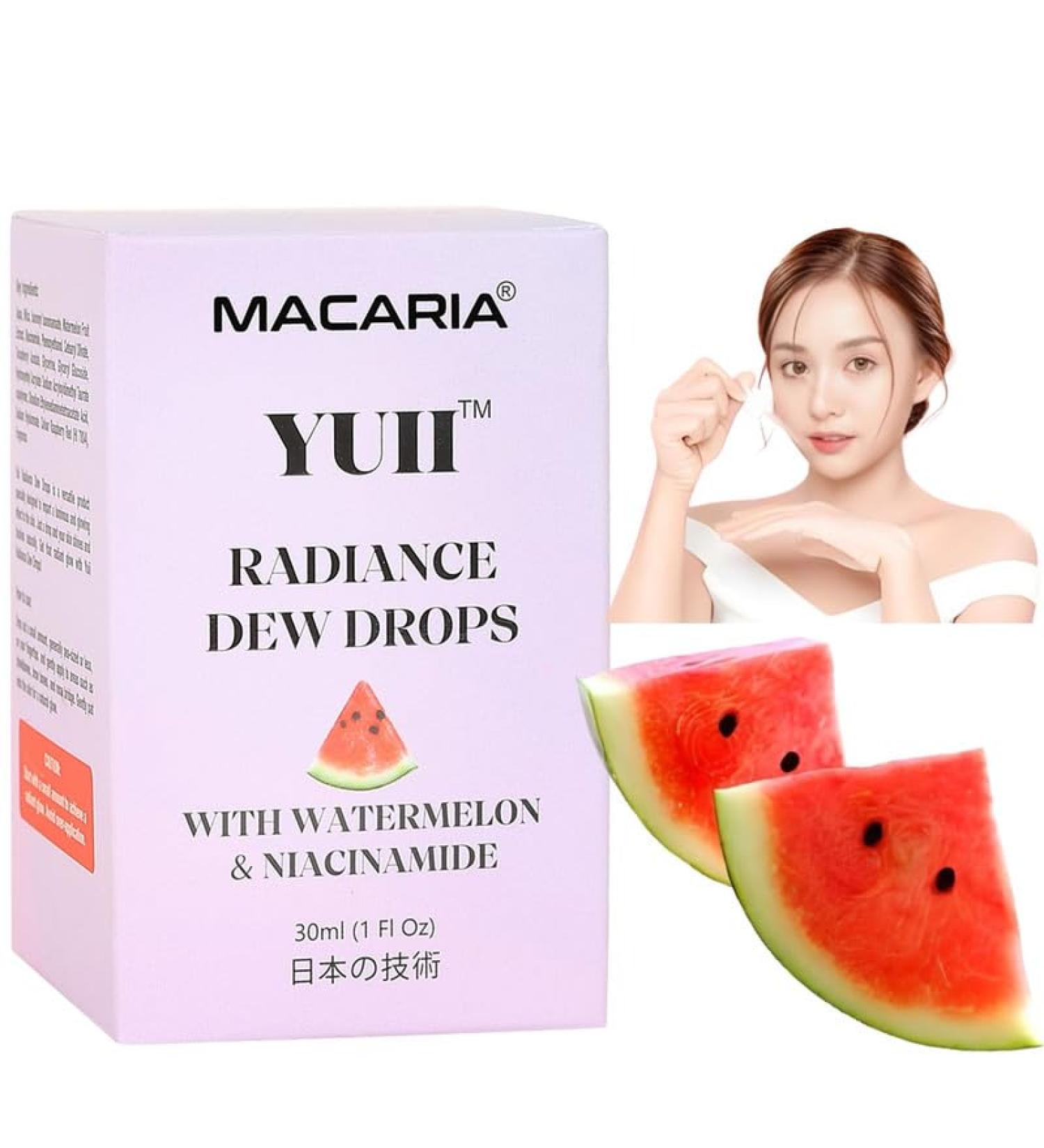 Macaria Herbal YUII Glow Radiance+ Juicy Dew Drops with Watermelon For Instant Glowing Skin Face Serum for Glossy Dewy Finish Japanese Recipe - Buy Online on GoSupps.com