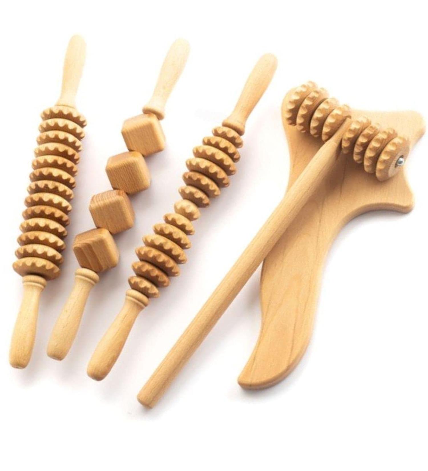 Buy Mr. Woodware 5-in-1 Maderotherapy Massage Device Set - Lymphatic Drainage for Face Neck Legs & Body - Wooden Wellness Tools for Deep Tissue Massage - Buy Online on GoSupps.com