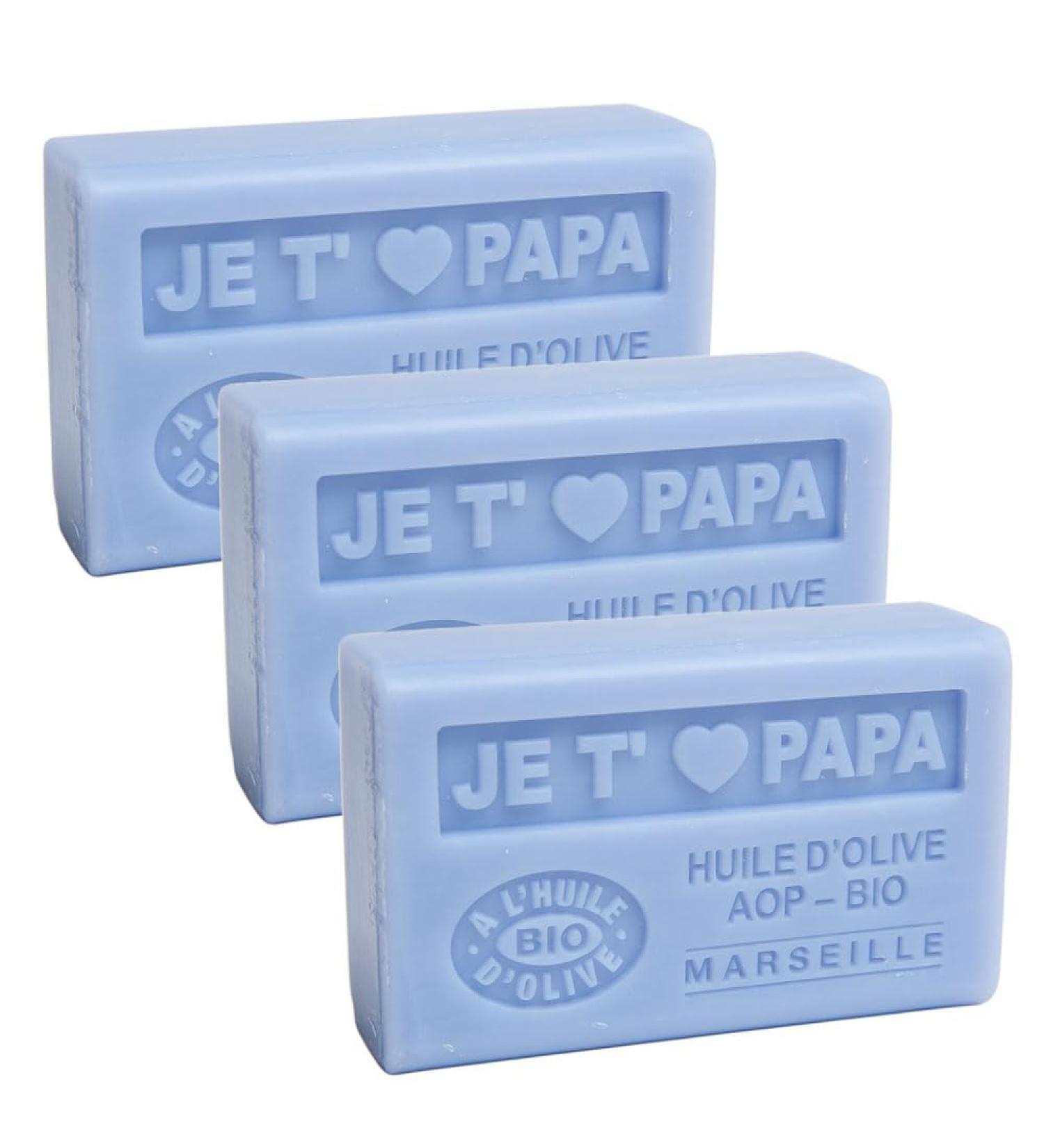 Savon de Marseille - Organic Olive Oil & Shea Butter Soap Set - Nourishing French Soap for Dads - 125g Bar (3 Pack) - I Love My Father Fragrance - Buy Online on GoSupps.com