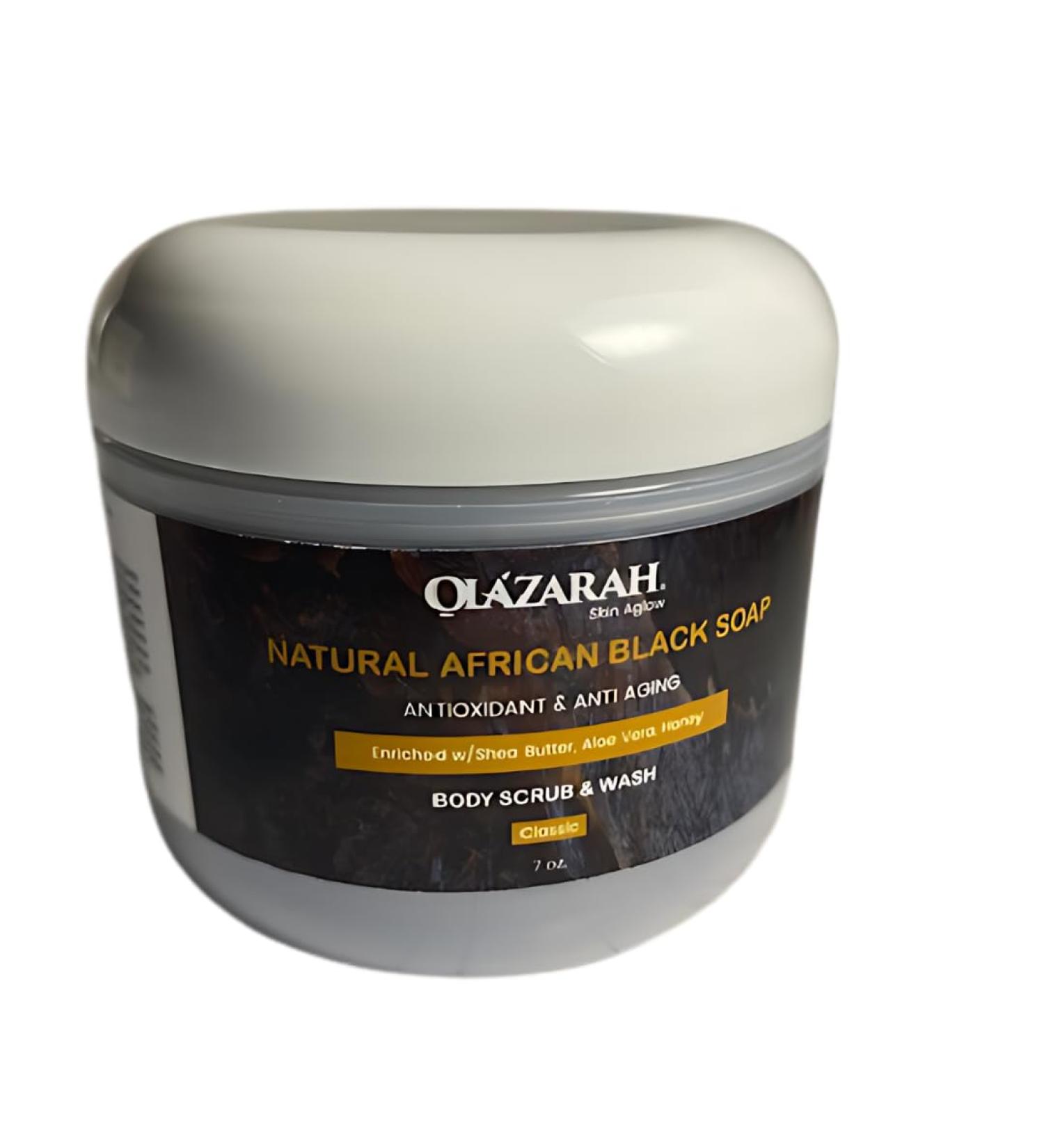 Natural African Black Soap Body Scrub Antioxidant & Anti-Aging with Shea Butter Aloe Vera & Honey | 7 oz | Moisturizing Glowing Skin - Buy Online on GoSupps.com