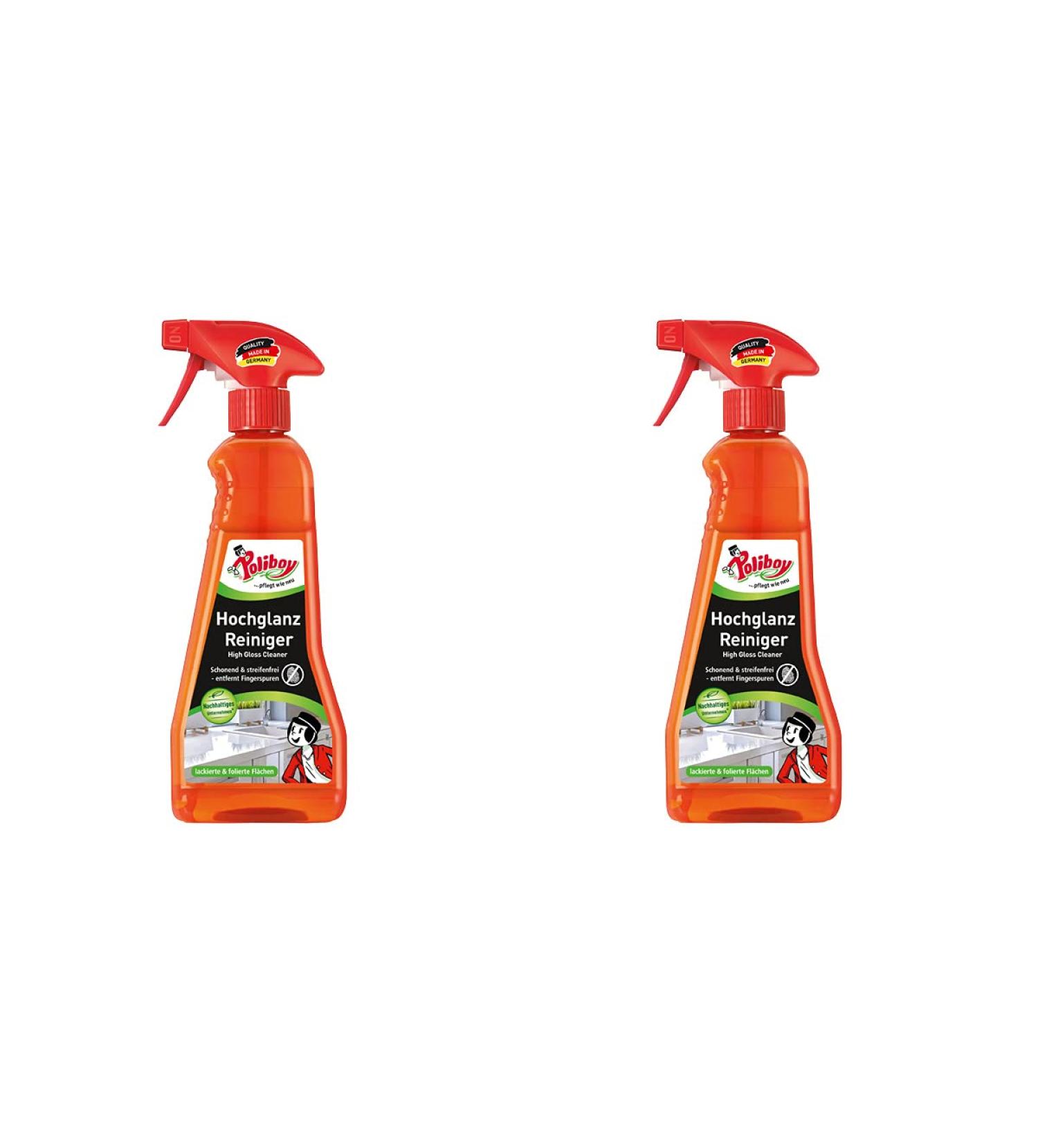 Poliboy - high -gloss furniture cleaner - especially for high -gloss surfaces - fingers fast and strip -free - 2x375 ml (750ml) - Made in Germany high gloss furniture cleaner 250 ml (3 -pack)