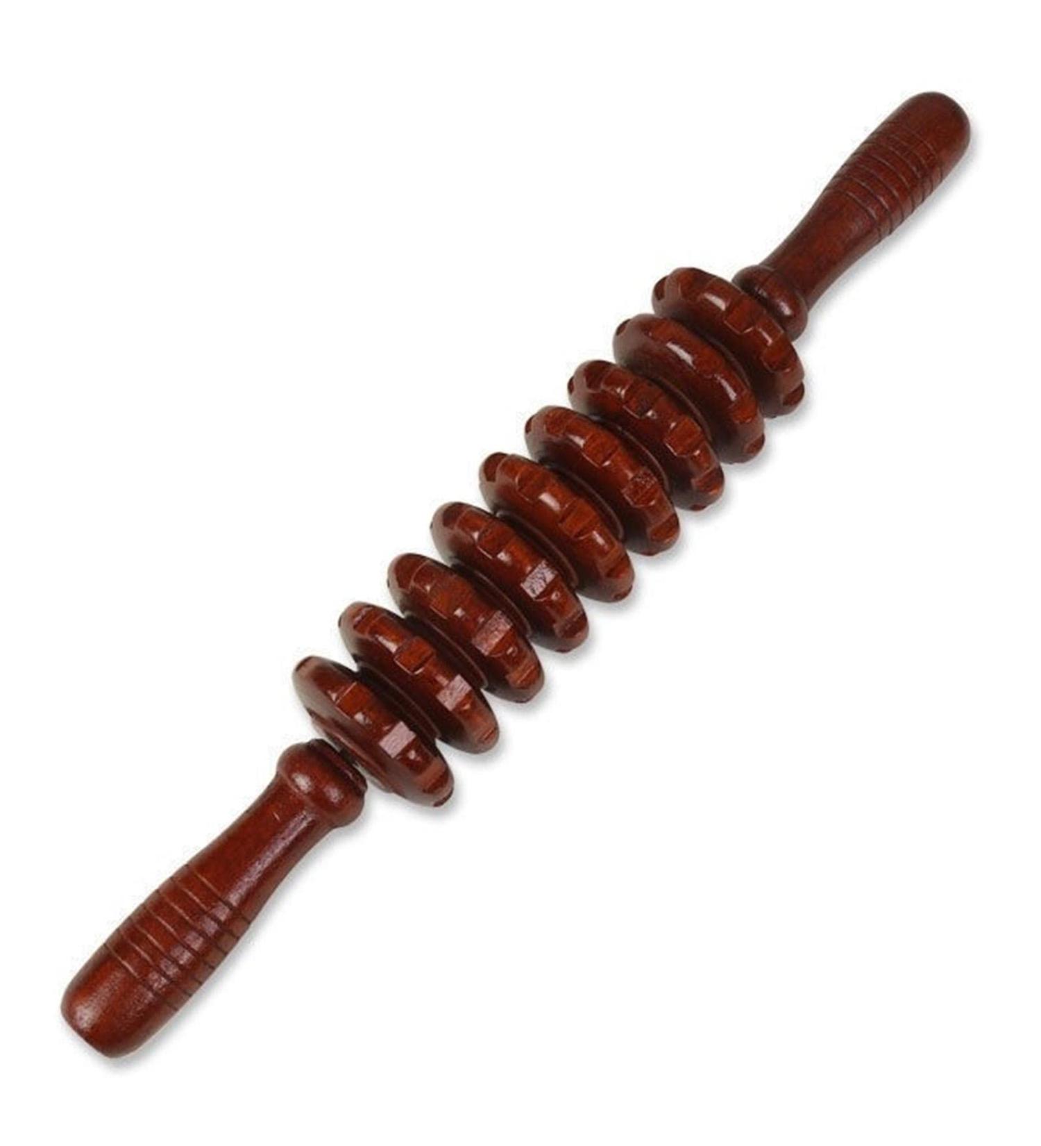 Appoo Wooden Massageroller Stick - 9-Roll Anti-Slip Multi-Purpose Massage Tool for Neck Shoulders Abs Arms Thighs & Legs - Perfect for Lymphatic Massage - Buy Online on GoSupps.com