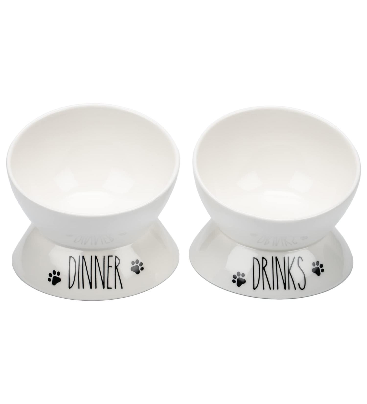 Purrfect Pet Elevated Cat Food Bowl Set - Porcelain Raised Bowls for Food and Water - Small Pet Dog Bowl Included - Wide Tilted Design for Easy Feeding & Drinking - Buy Online on GoSupps.com