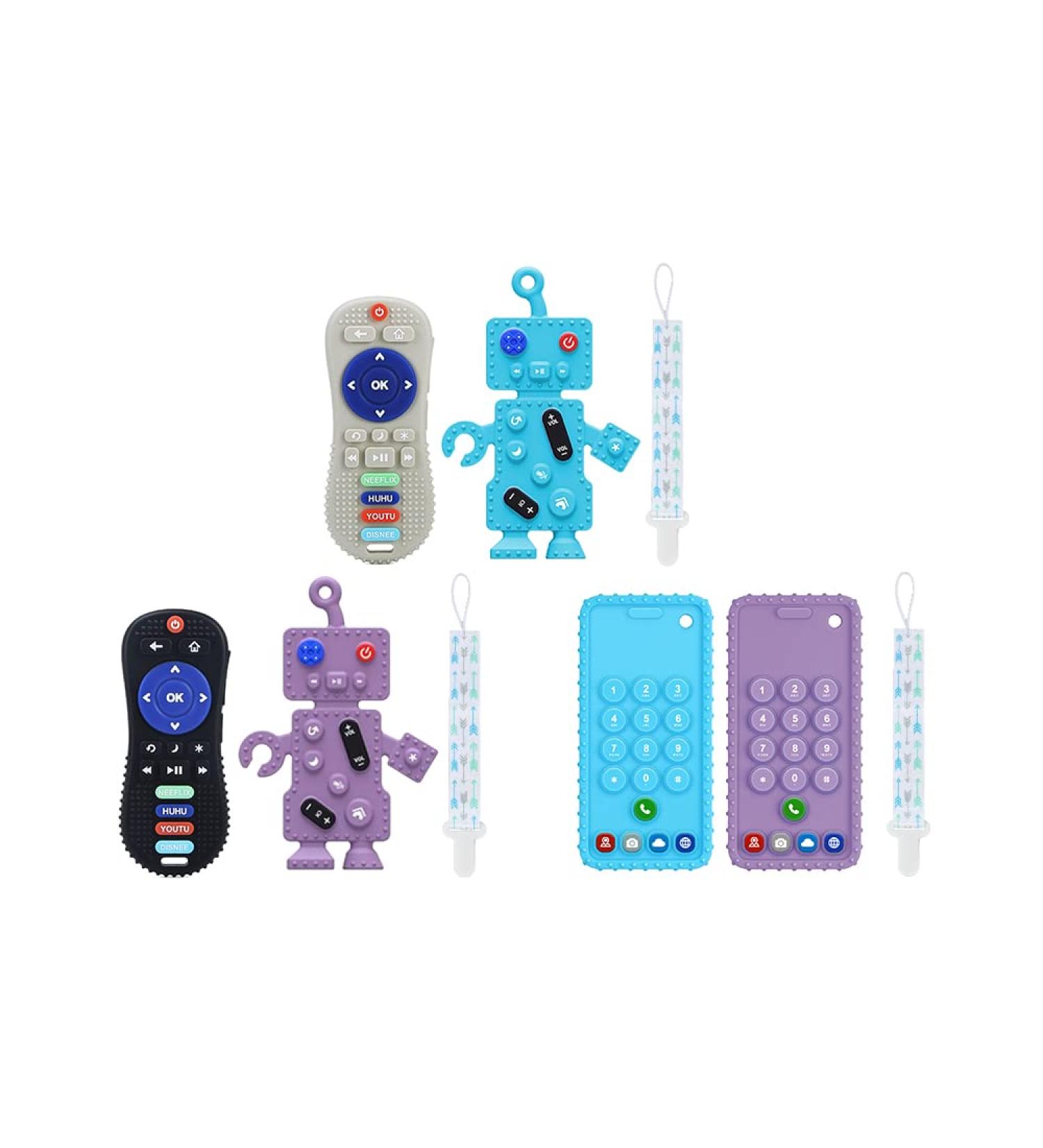 Myvikcar Cell Phone Teethers for Baby + Remote and Robot Teechers