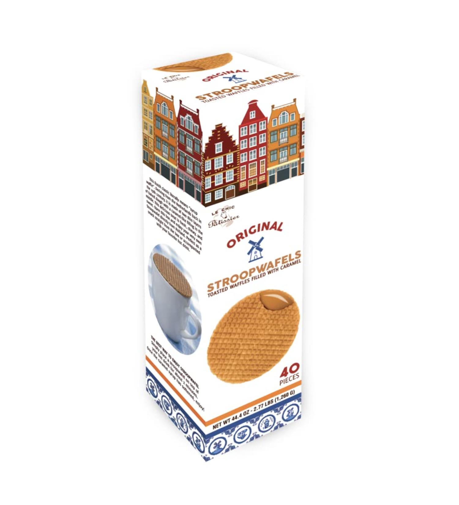 Le Chic Patissier Original Stroopwafels Toasted Waffles Filled with Caramel 2.78 lb Each Box 40 Waffels ( 10 Packed ) - Buy Online on GoSupps.com