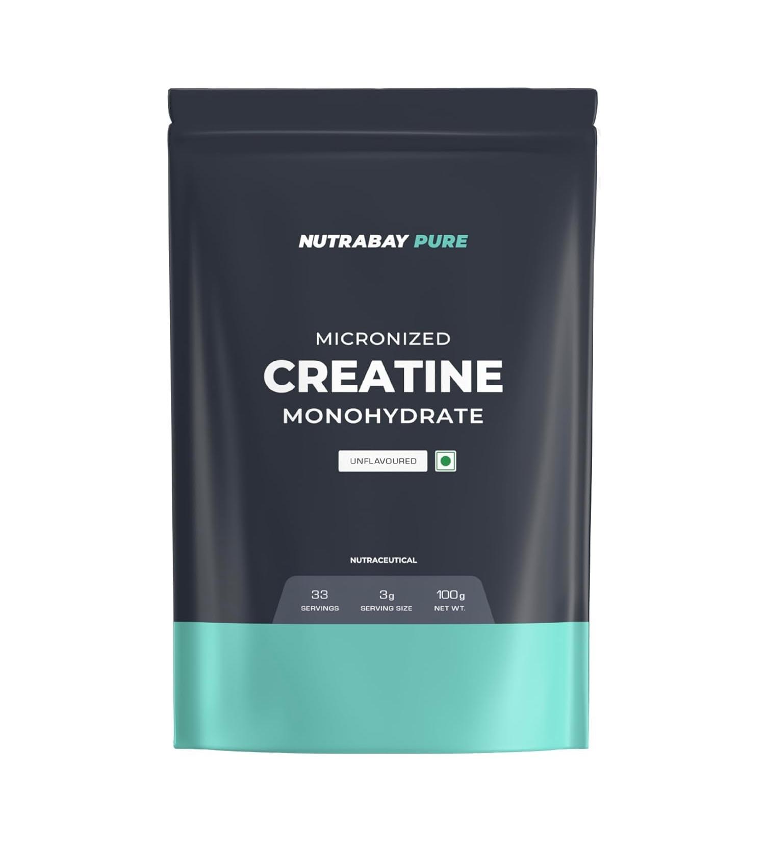 Newtrab.ay Pure Micronised Creatine Monohydrate Powder (100g Unflavoured) Pre/Post Workout Supplement for Muscle Repair & Recovery | Supports Athletic Performance & Power - Buy Online on GoSupps.com