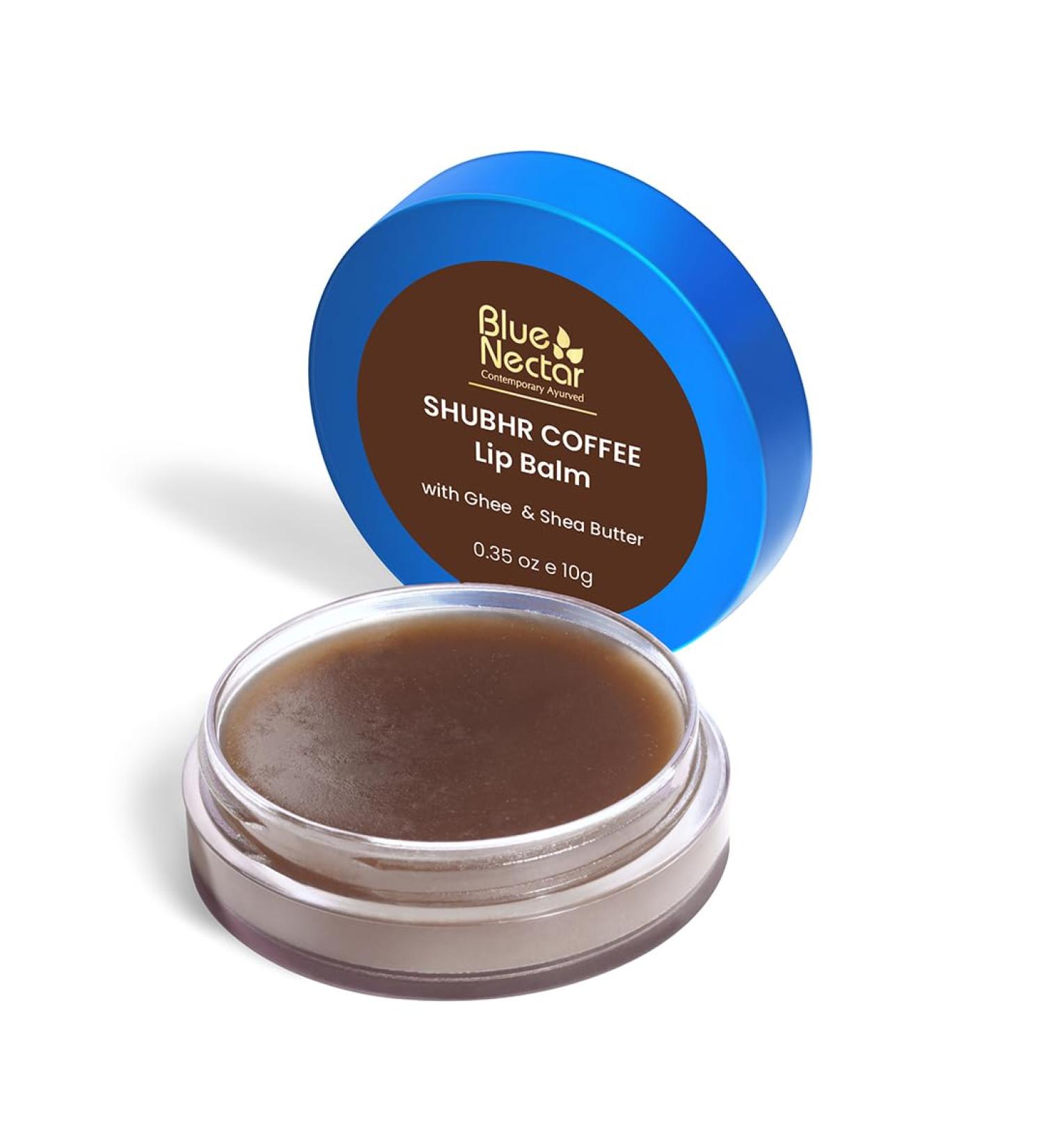 Blue Nectar Shubhr Coffee Lip Balm | Ayurvedic & Paraben Free | Moisturizes Dry Lips & Brightens | 100% Natural with 10 Herbs (0.52 oz - Buy Online on GoSupps.com