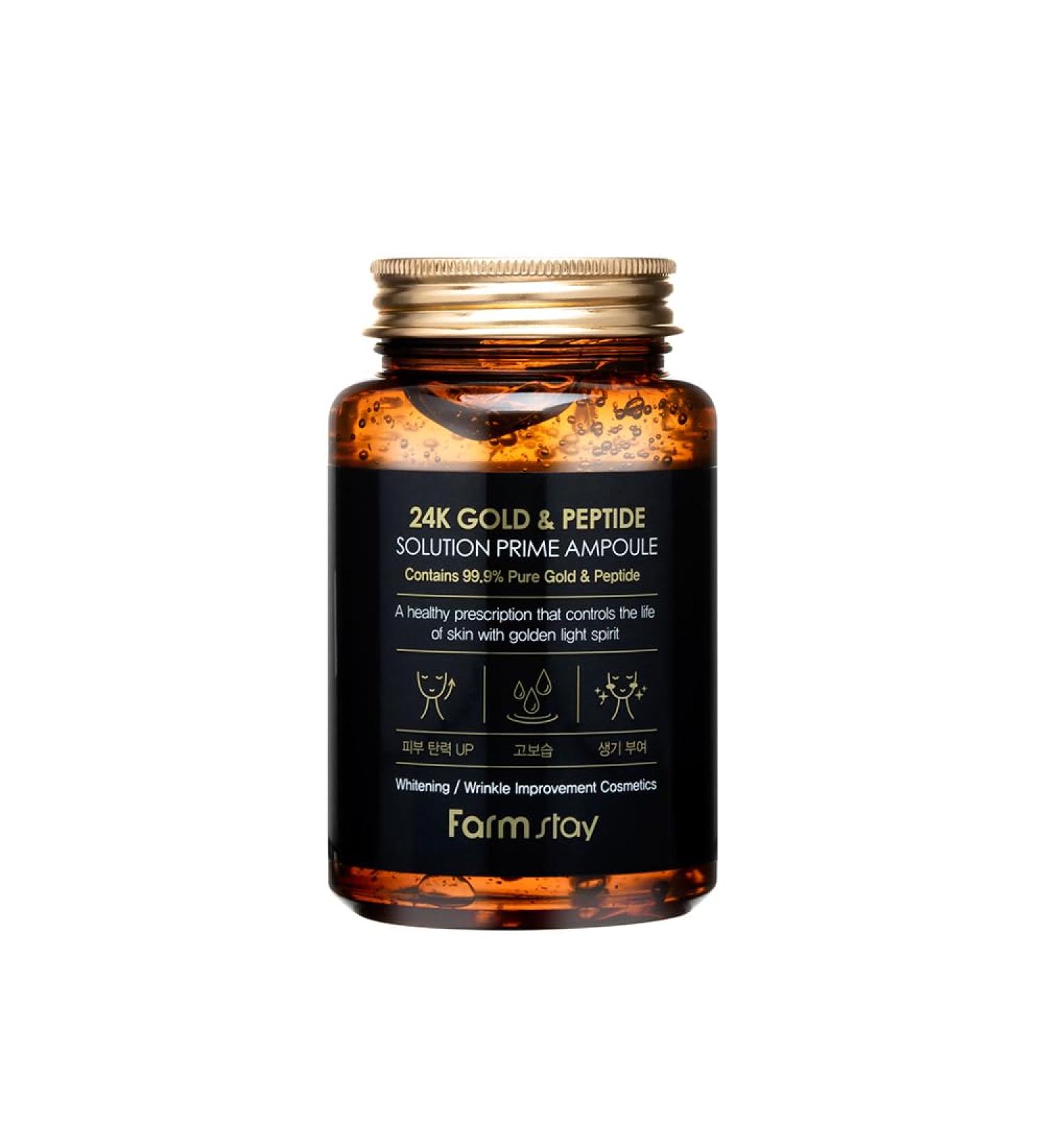 Buy FARMSTAY 24K Gold & Peptide Solution Prime Ampoule 250ml - Best International Shipping - Buy Online on GoSupps.com
