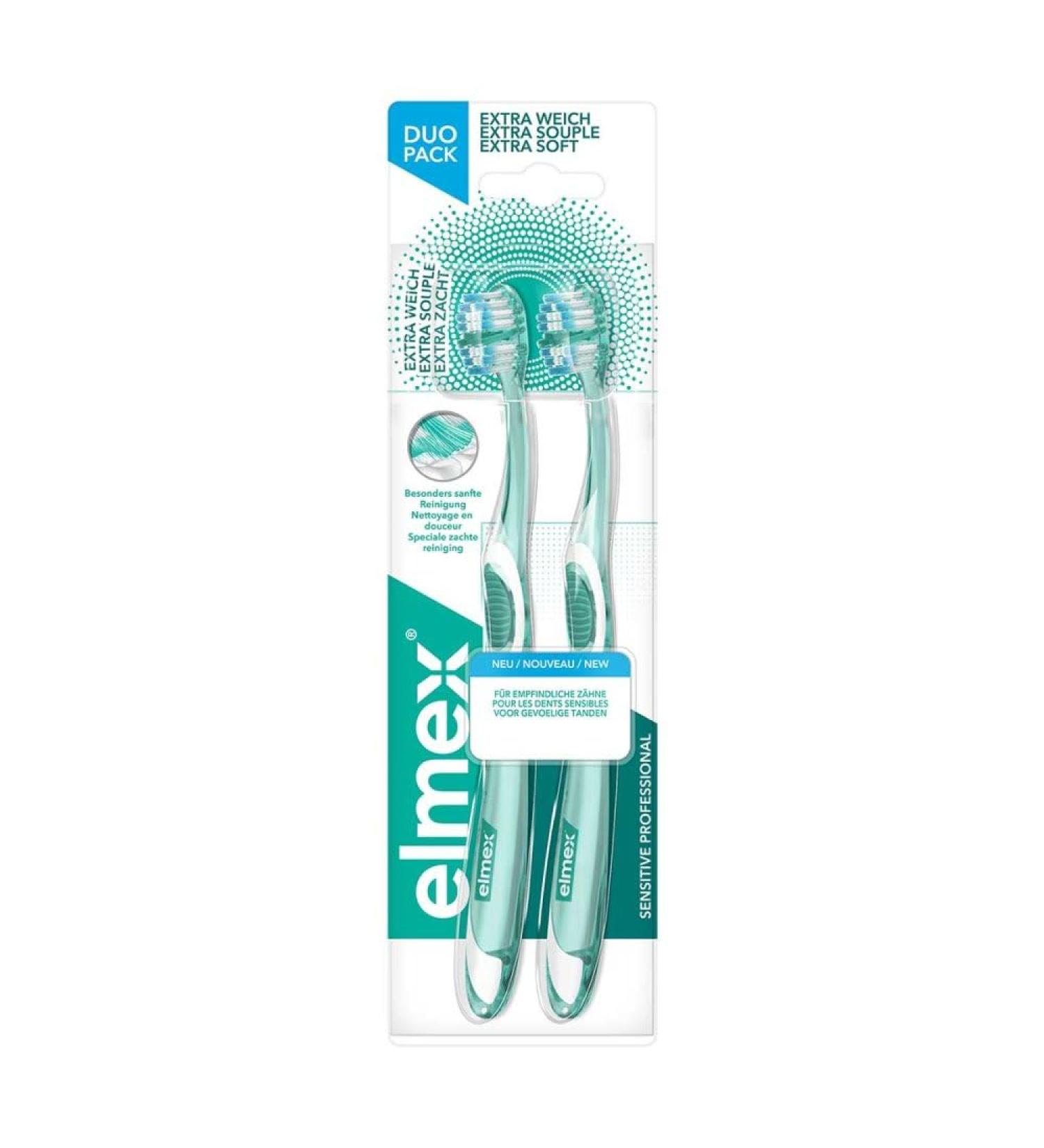 Elmex Sensitive Professional Toothbrush Double Pack - 2 pcs | Optimal Care for Sensitive Teeth | International Shipping Available - Buy Online on GoSupps.com