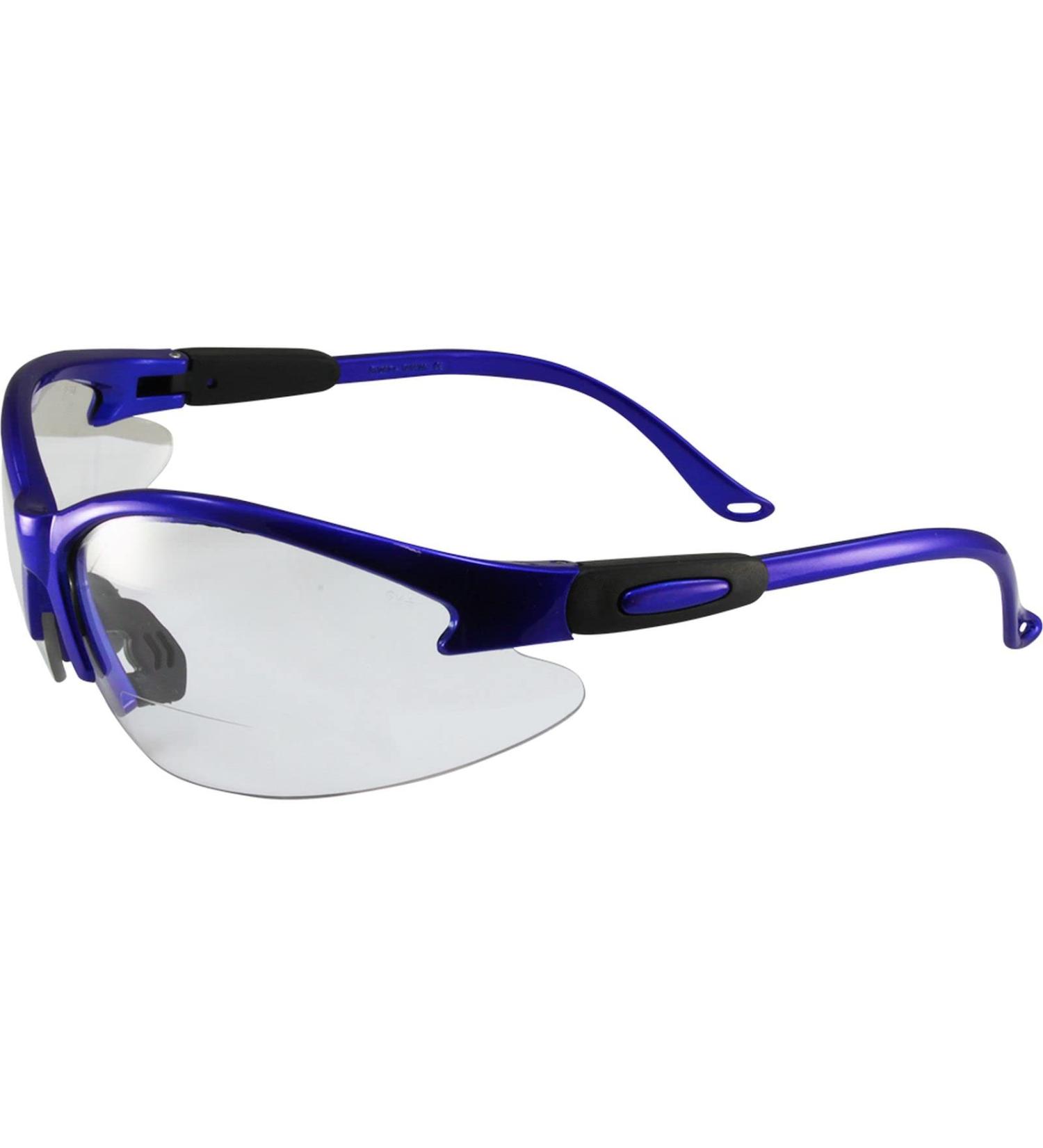 Global Vision Contender Bifocal Safety Glasses Blue Frame Clear Lens ANSI Z87+ 2.00 for Men/Women - Buy Online on GoSupps.com