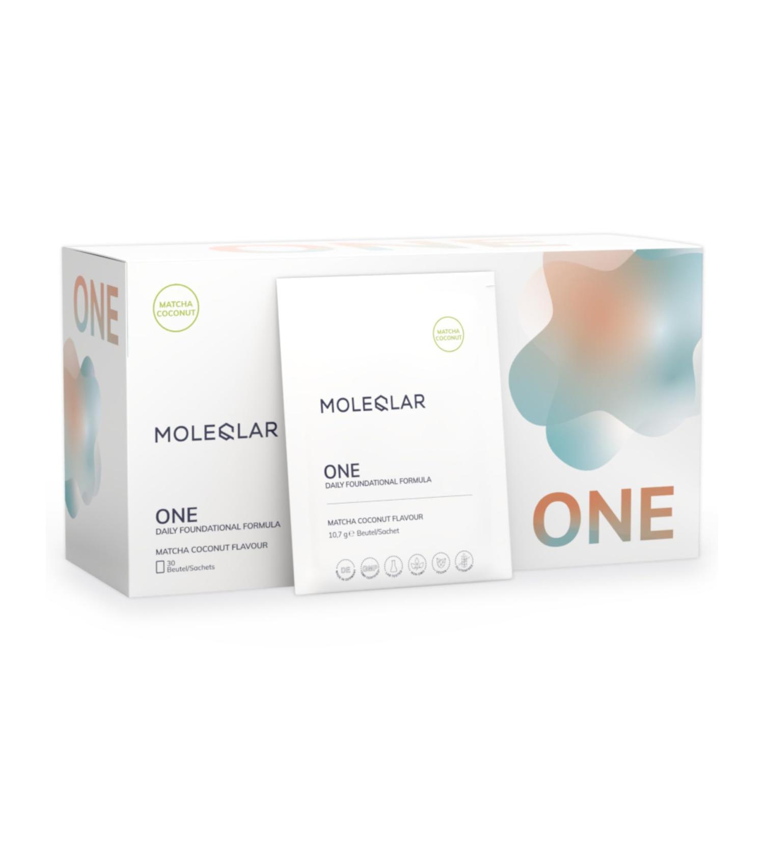  MoleQlar ONE Complex 30 Sachets All-in-One Fundamental Formula Supplement with molecules vitamins and minerals Lemon Natural Matcha Coconut (30 sachets coconut matcha) - Buy Online on GoSupps.com