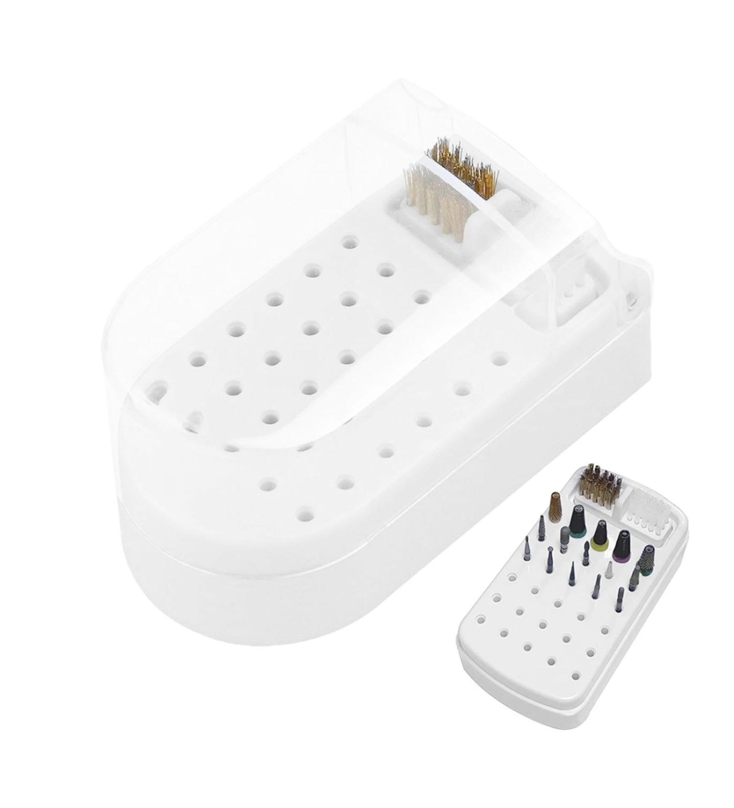 Nail Drill Bits Organizer 2 in 1 Nail Drill Bit Set & Holder - Anti-Splash Nail Bit Case 2 Brushes Included for Home Salon Use - Buy Online on GoSupps.com