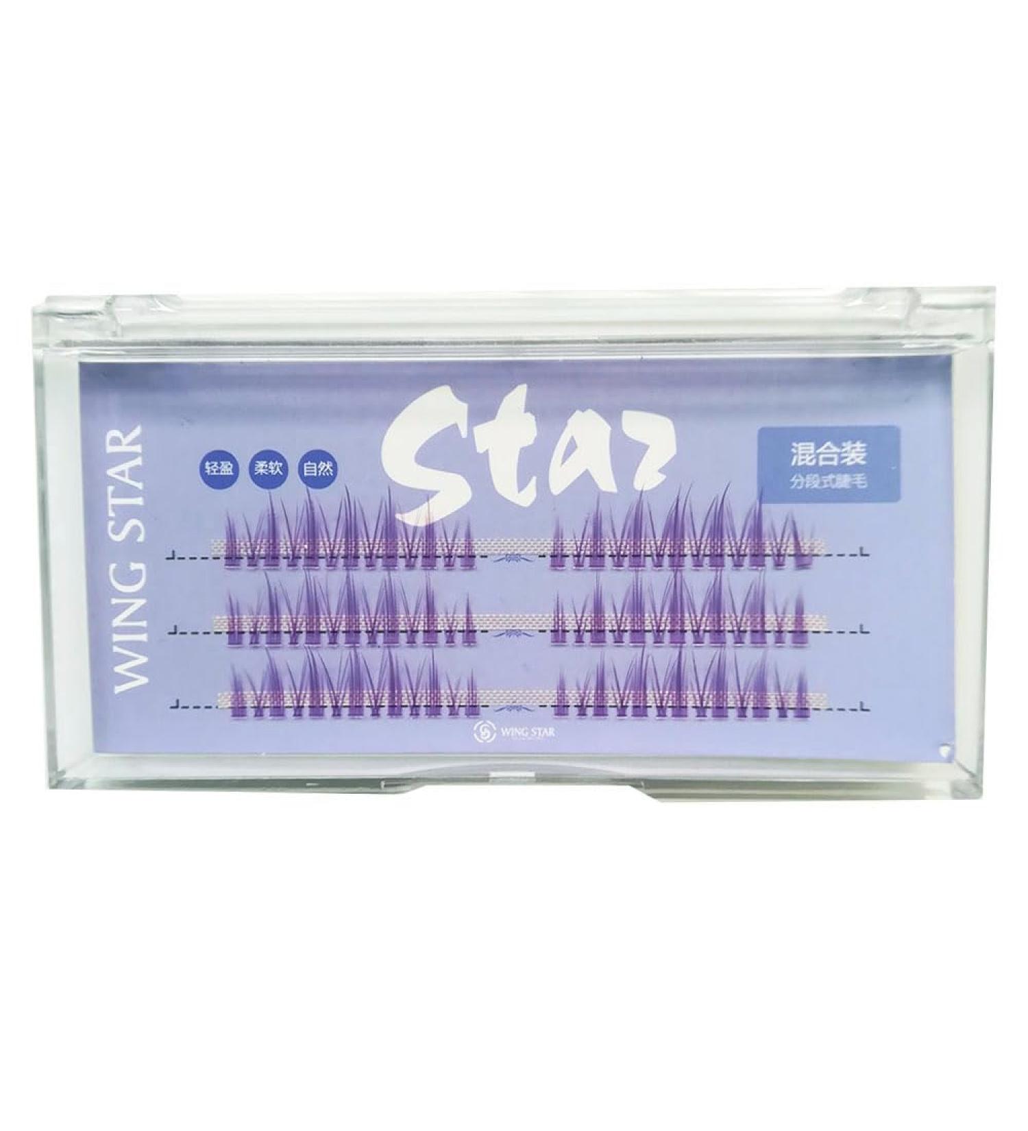 Purple Cluster Lashes | Colored Manga & Eyelash Extensions | 13mm Wispy Eyelashes | DIY Colorful False Eyelashes - Little Devil (0.07mm C Curl - Buy Online on GoSupps.com