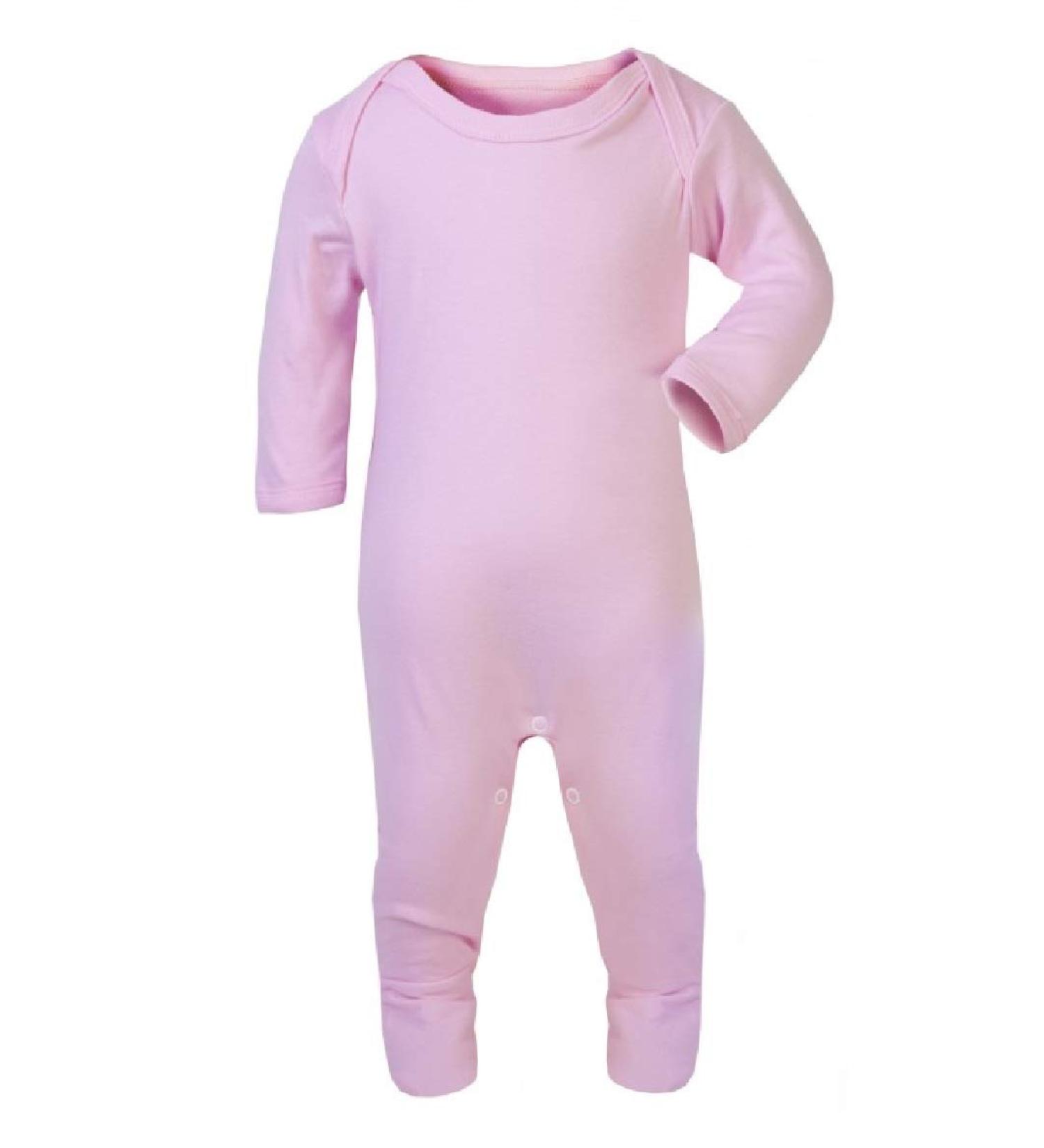 KWC 100% Cotton BABY BOY GIRL Plain Chest Long Sleeve Babygrow Bodysuit Sleepsuit Romper suit Pink 6-12 Months