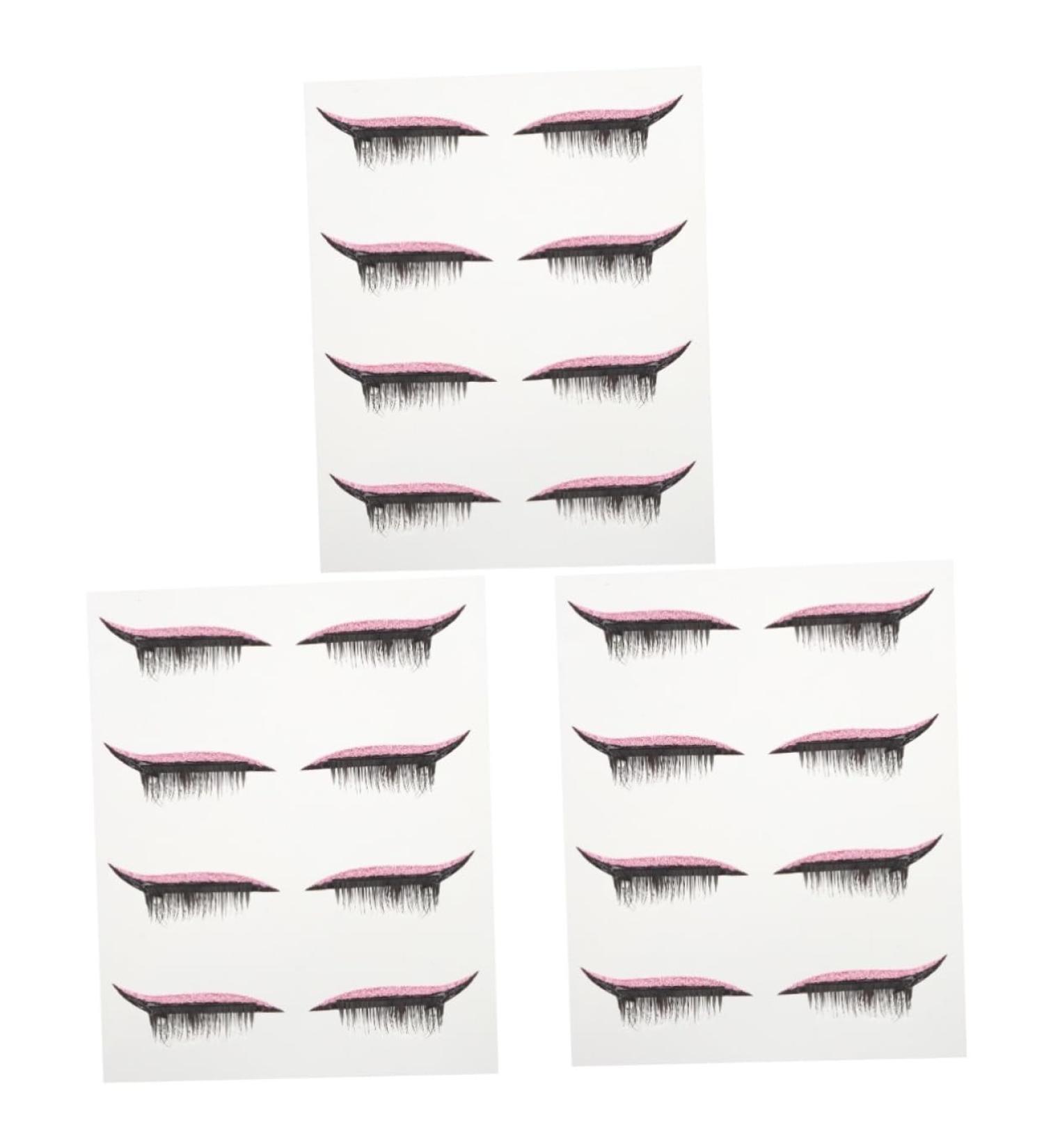 BIUDECO 12 Pairs Plastic 3d Stickers Eyeliner Strip Sticker Colorful Eyeliner Pink Puffy Stickers - Buy Online on GoSupps.com