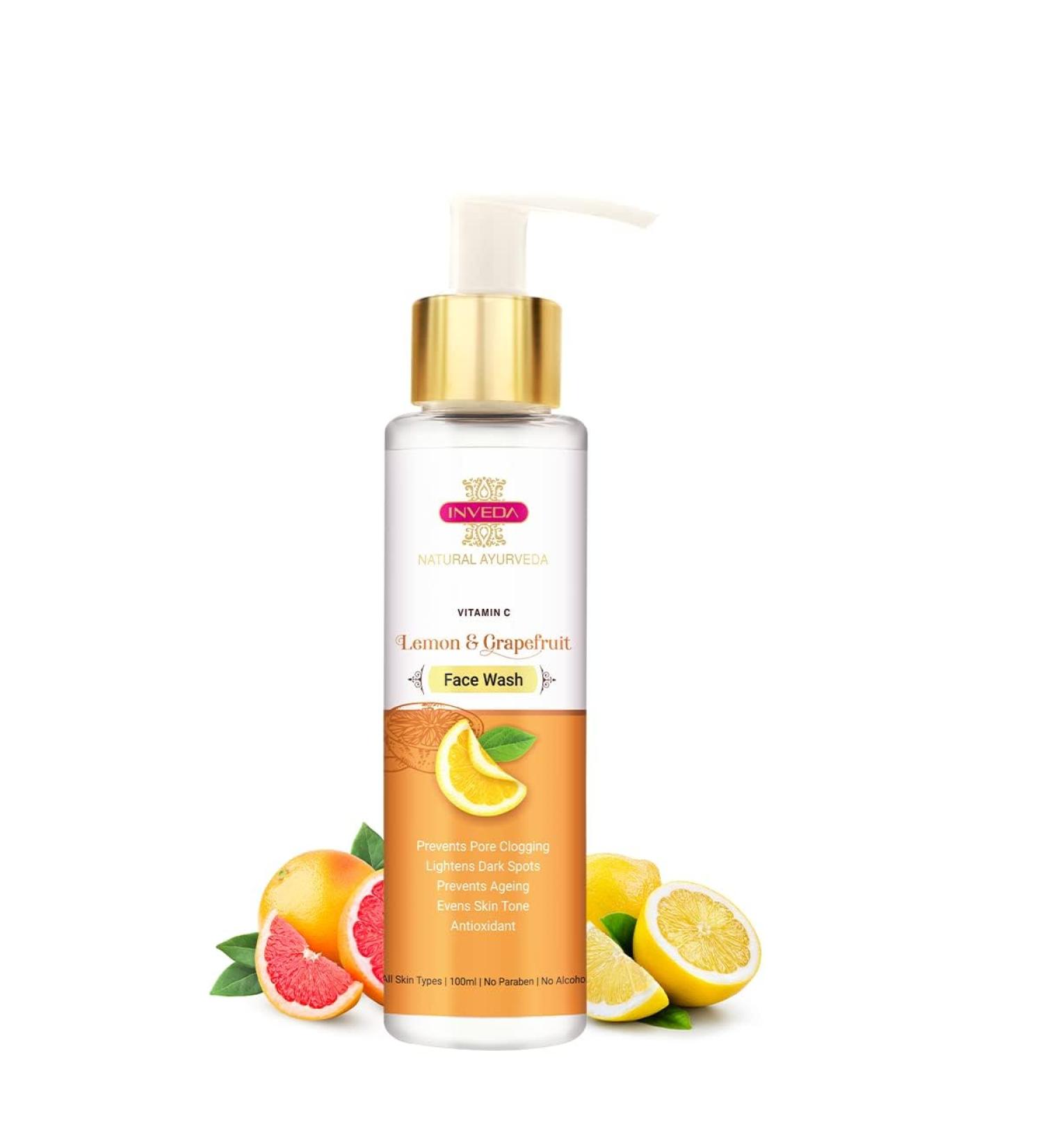 Lemon and Grapefruit Face Wash Prevents Pore Clogging Lightens Dark Spots with Lemon Peel Grapefruit Seed Extracts Give You Fresh & cleared Skin 100ml
