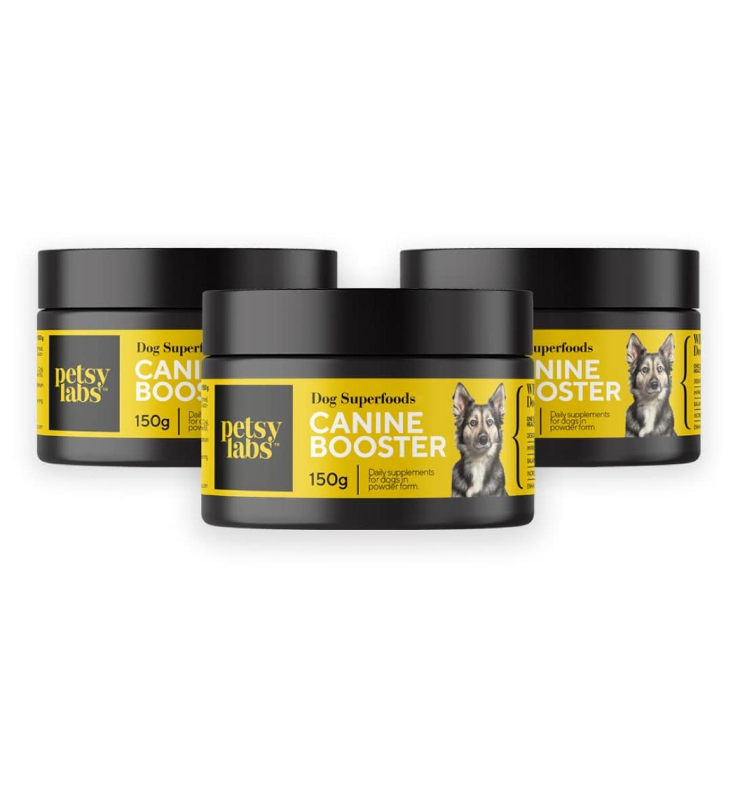 Petsy Labs Canine Booster - Green Lip Mussel Powder for Dogs | Immune Support & Joint Mobility Supplement (3 x 150g) - Buy Online on GoSupps.com