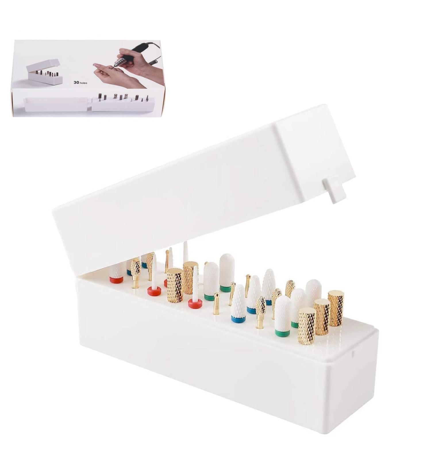 YUYTE Nail Drill Holder Nail Drill Storage Box Dustproof Stand Displayer Organizer Container 30 Holes for Beauty Salon and Household (No Drill) - Buy Online on GoSupps.com