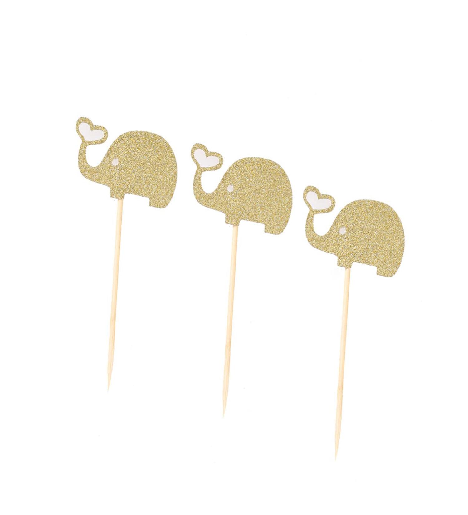 COHEALI 3pcs Glitter Cupcake Toppers Baby Shower Cupcake Picks Fruit Cocktail Picks Appetizers Dessert Topper Wedding Elephant Cupcake Toppers Jungle Animal Toppers Rod Paper Cup Golden medium - Buy Online on GoSupps.com