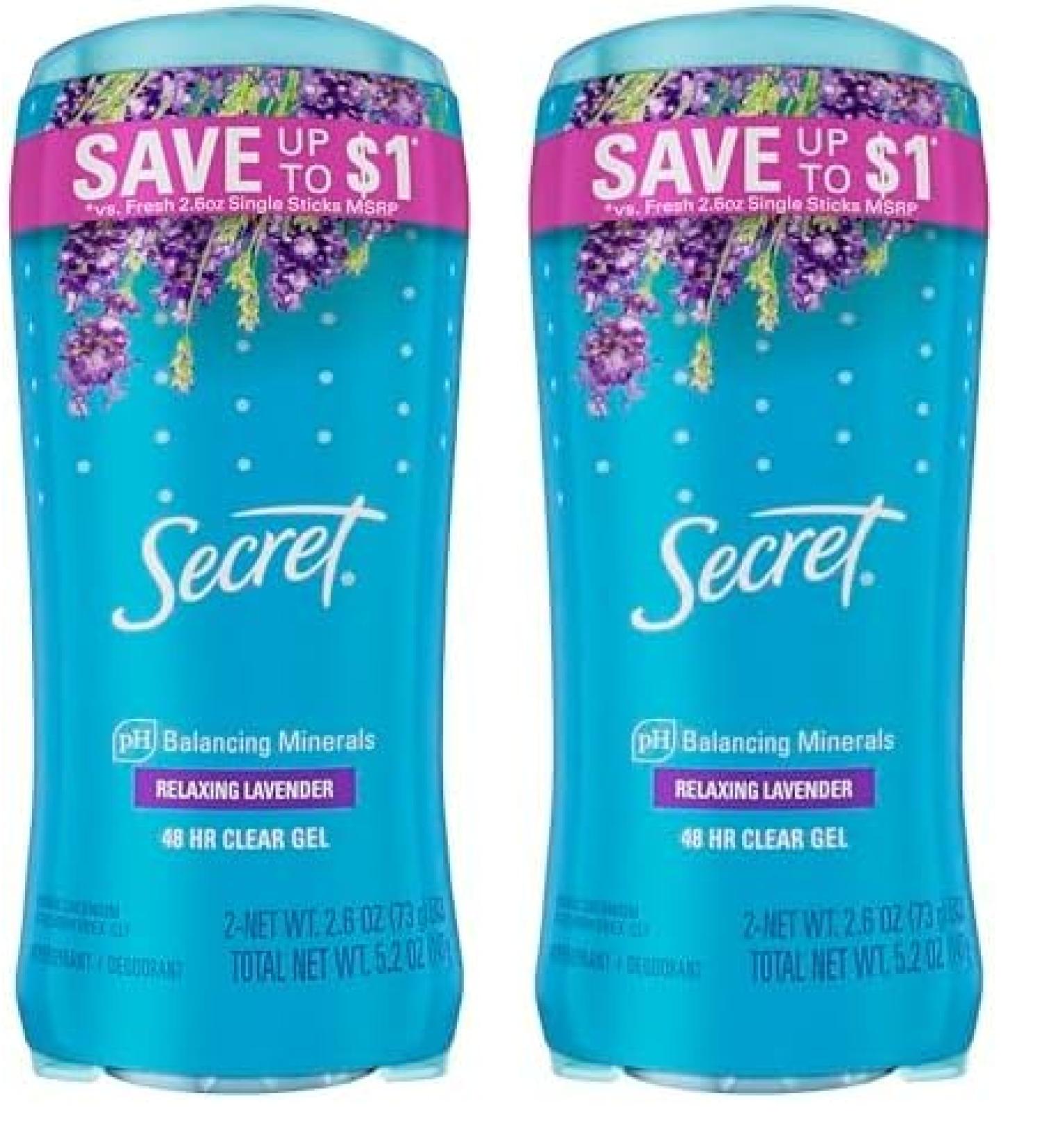 Secret Fresh Clear Gel Deodorant for Women - Relaxing Lavender Scent 2.6 oz (Pack of 4) | Buy Online International Shipping Available - Buy Online on GoSupps.com