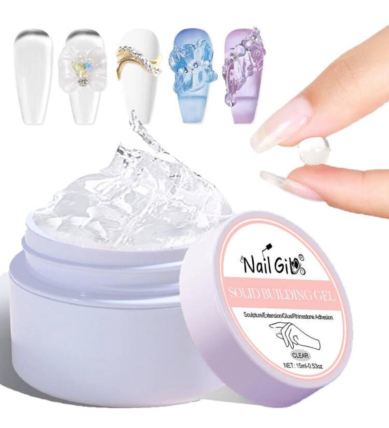 NAILGIL Solid Builder Gel For Nails 3D Gel Nail Art Sculpture Non-Sticky Hand Extension Gel Sock Off UV LED Salon DIY at Home-15g/0.53oz Clear - Buy Online on GoSupps.com