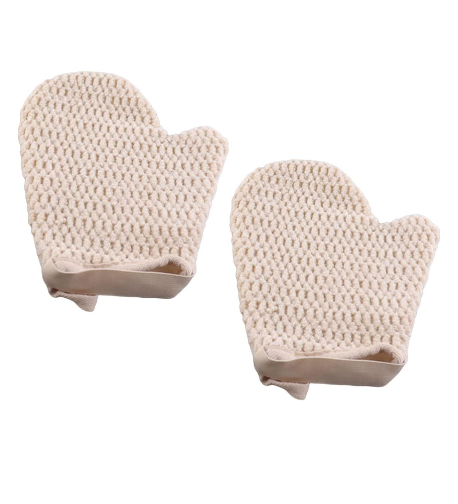 2PCS Exfoliating Bath Gloves & Loofah Pads - Deep Scrub Mitts for Body & Face | Microfiber Chenille Shower Gloves for Spa & Household Use - Buy Online on GoSupps.com