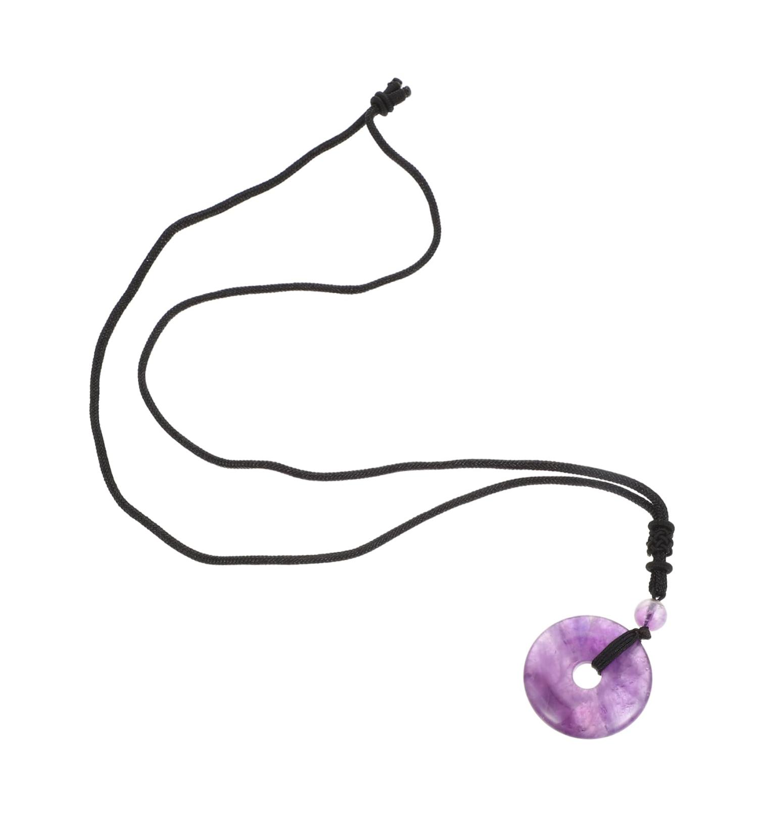Shop Solustre 2-Stone Necklace with Safety Buckle - Elegant Crystal Pendant Jewelry for Women & Men - Purple Circle Necklace with Coin Design - Buy Online on GoSupps.com