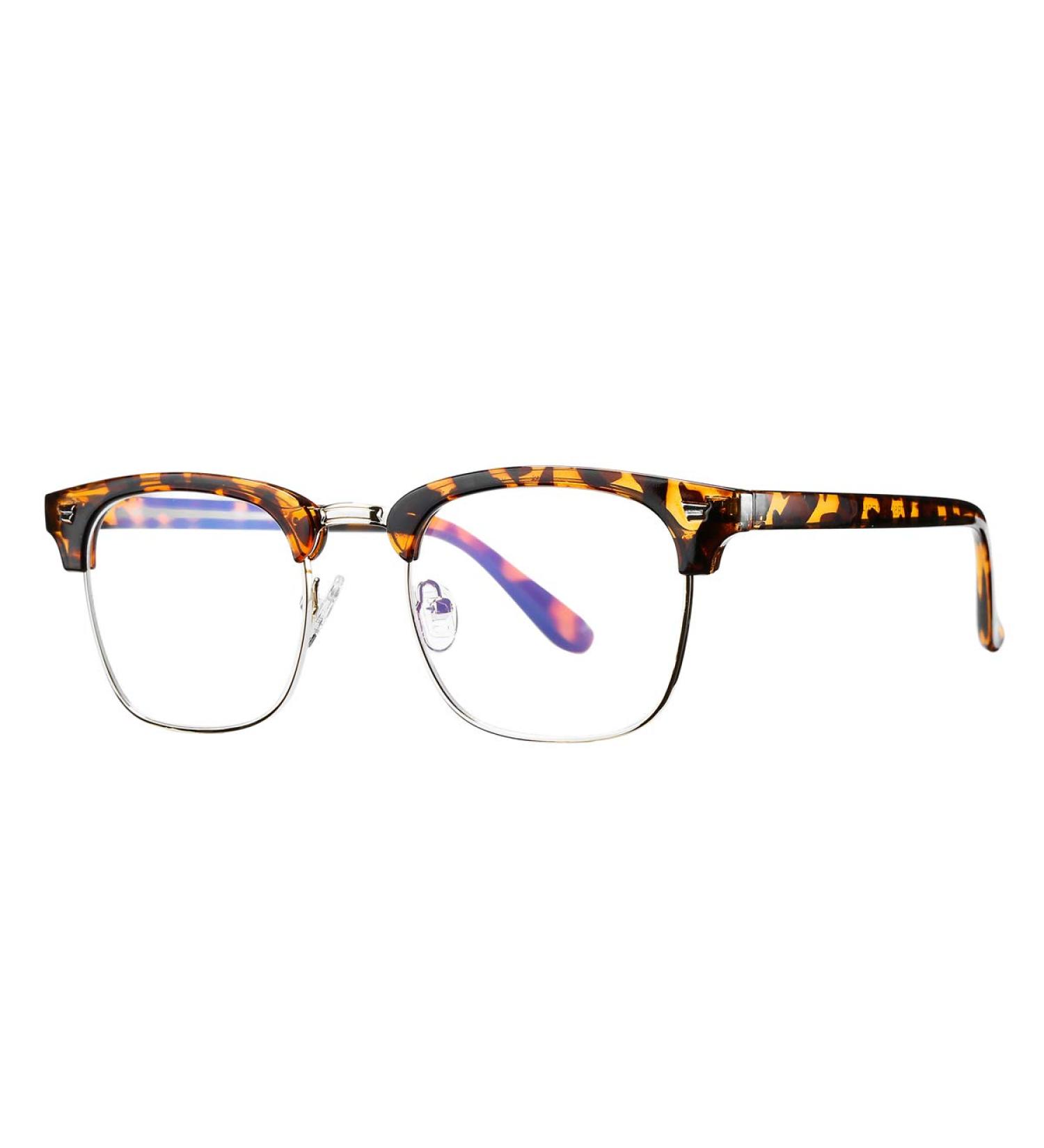 COASION Blue Light Blocking Semi-Rimless Glasses | Tortoise/Gold Frame | 50mm Clear Lens Computer Game Eyewear - Buy Online on GoSupps.com