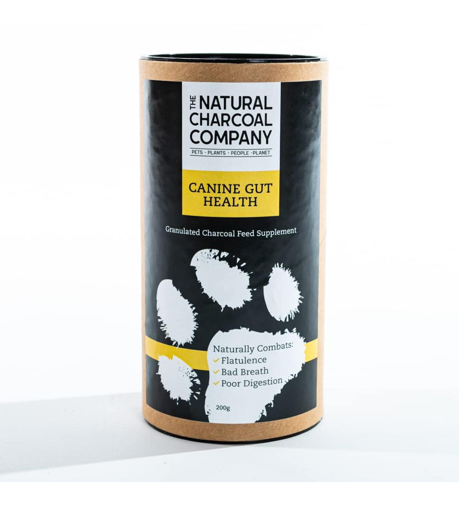 The Natural Charcoal Company Canine Gut Health - Organic Granulated Charcoal Powder Supplement for Dogs - Reduce Bad Breath Supports Digestion Gas Relief - 200g - Buy Online on GoSupps.com