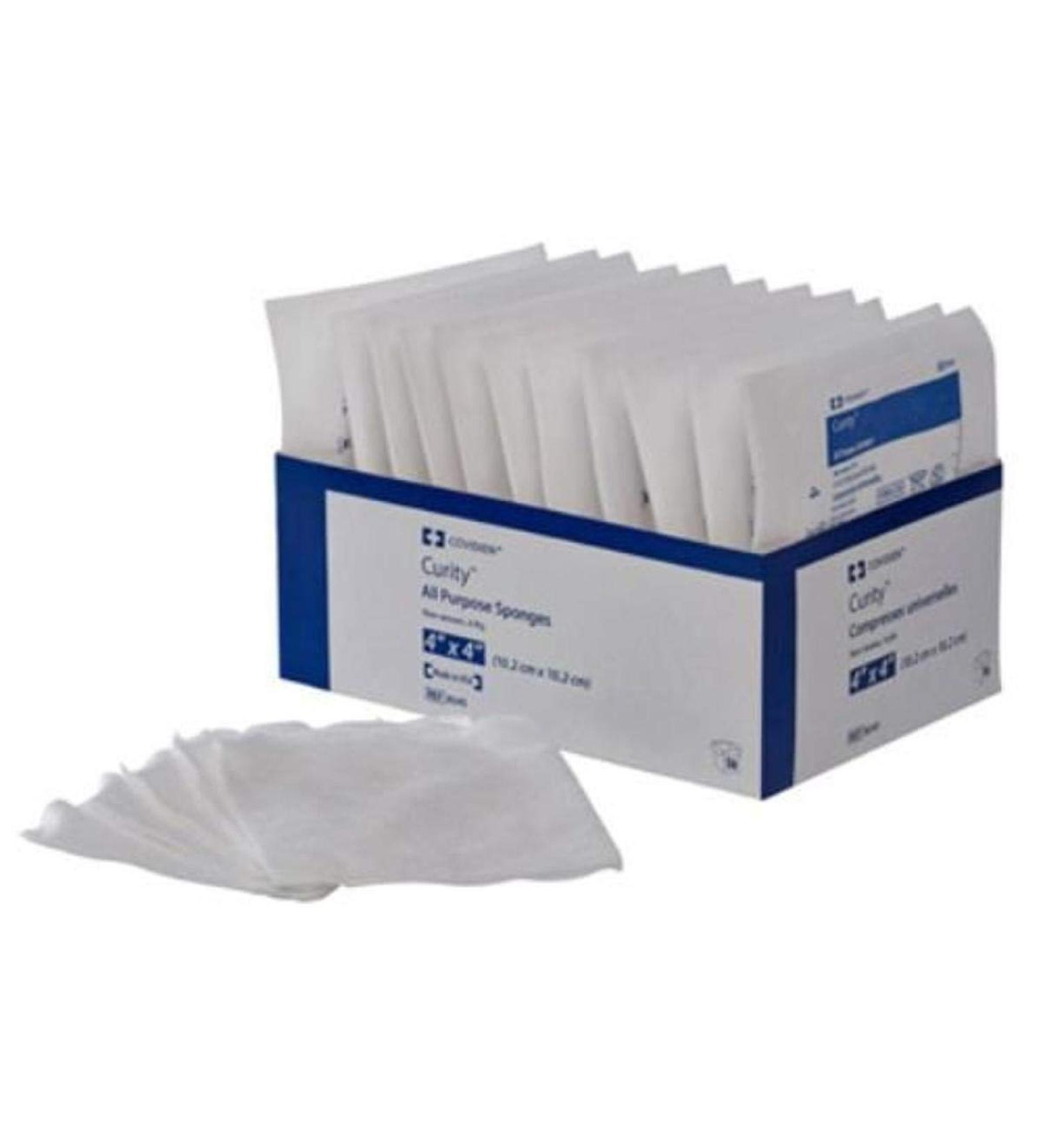 Covidien 8045 Curity All Purpose Sponges Non-Woven 4-Ply 4" x 4" Size Pack of 16
