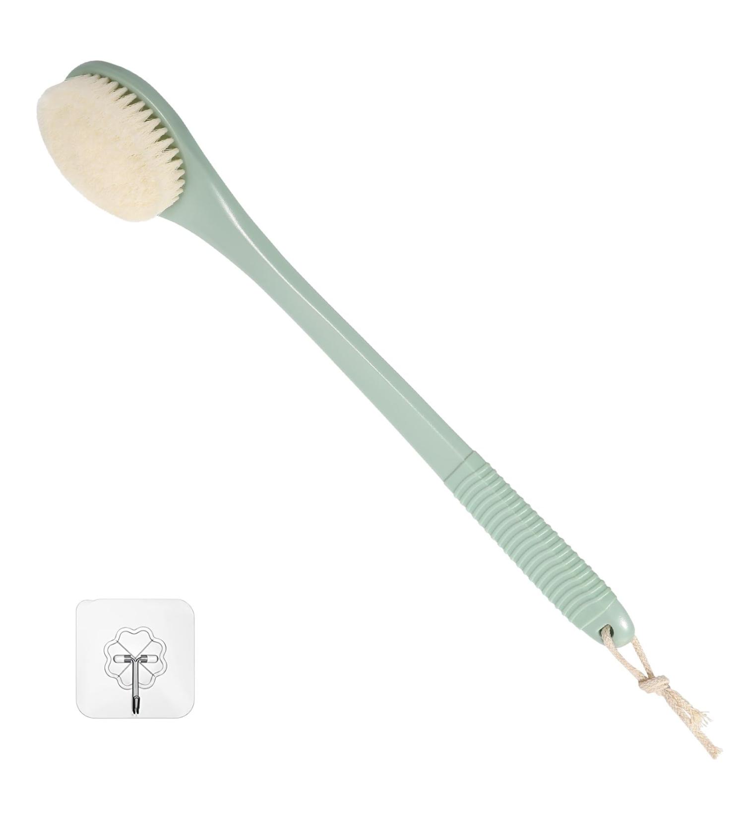 Shop Dark Green Back Brush for Seniors | Long Handle Shower Brush for Easy Bathing - Buy Online on GoSupps.com