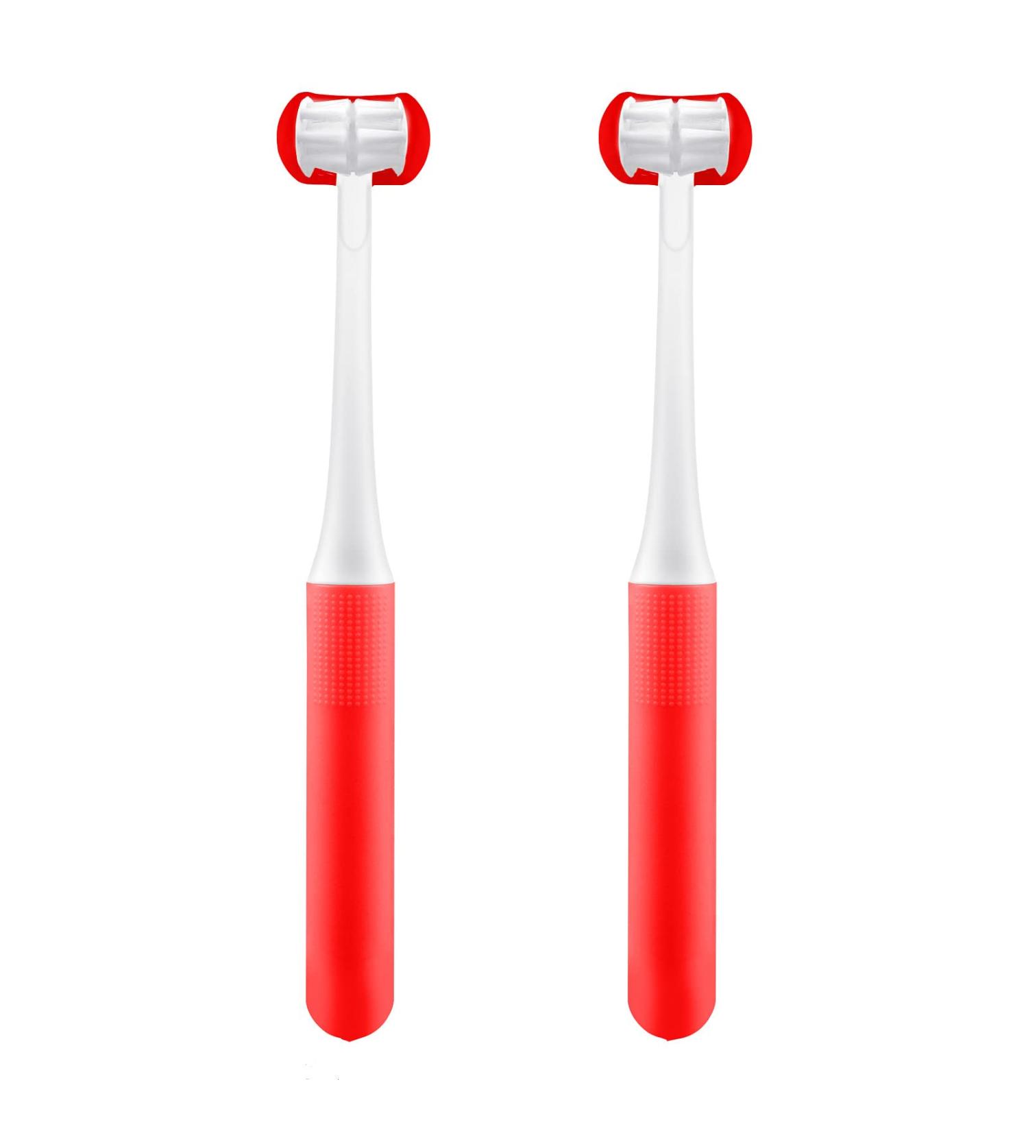 Cellena Kids 3-Sided Toothbrushes - Gentle Clean Manual Toothbrush for Children (Ren-2pcs) Red-2pcs - Buy Online on GoSupps.com