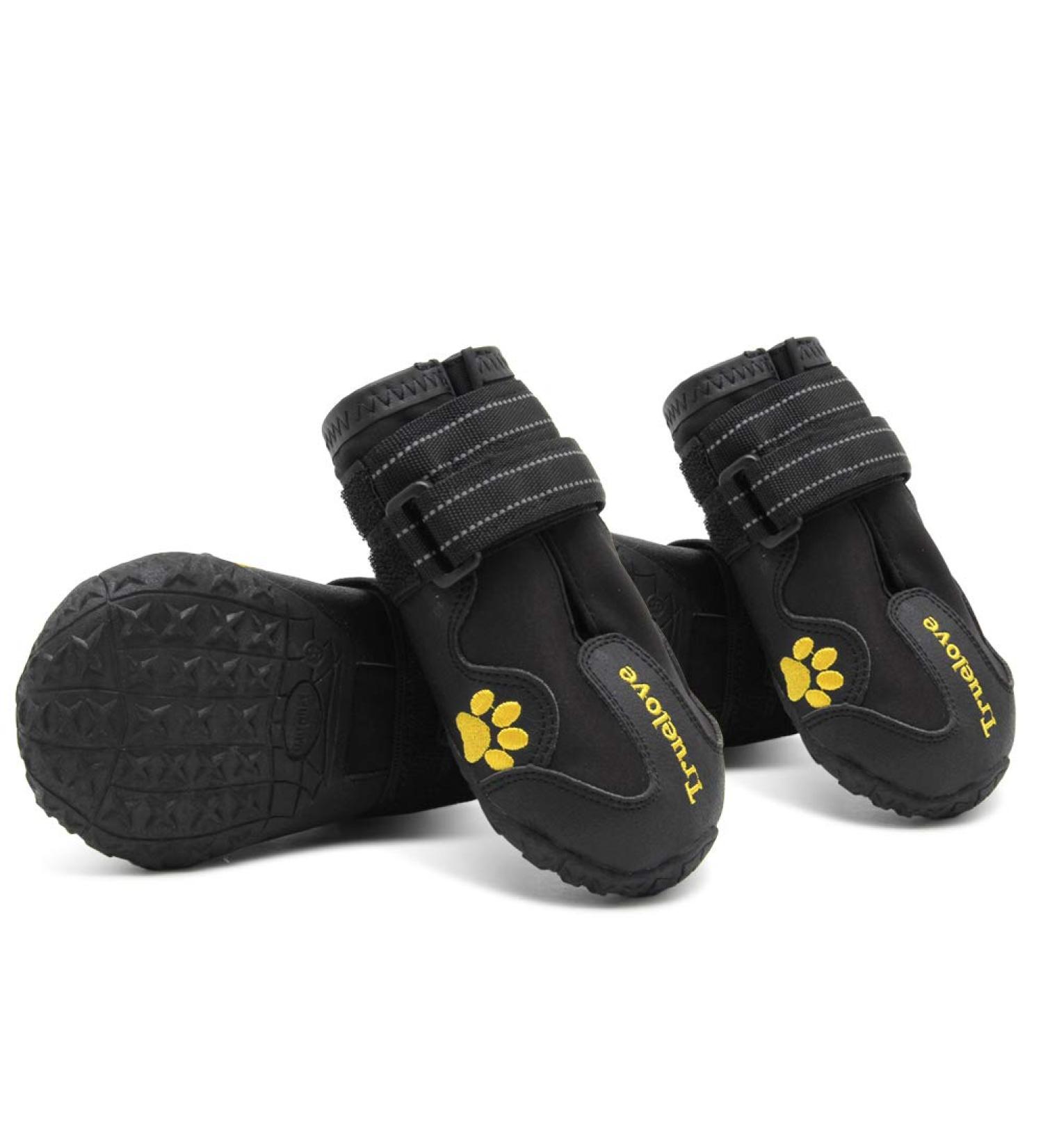 Mokcci Truelove Waterproof Dog Boots - Reflective Strap Paw Protection Shoes for Small Medium & Large Dogs (4 Pack) - Black - Buy Online on GoSupps.com