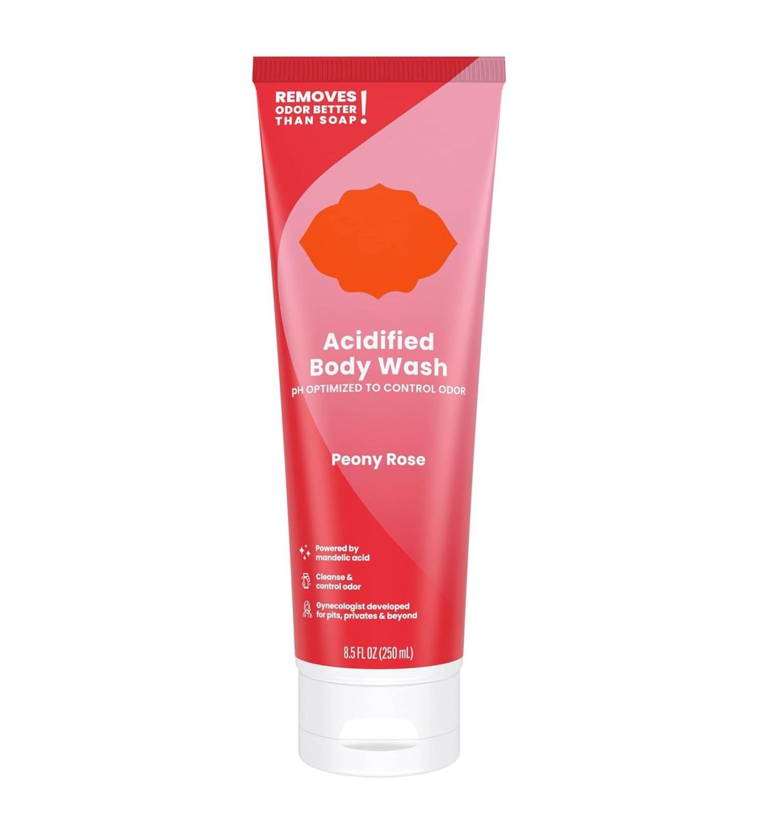 Acidified Body Wash with Odor Shield | 24 HR Odor Control & Moisturizing Formula | SLS & Paraben Free - Peony-Rose - Buy Online on GoSupps.com