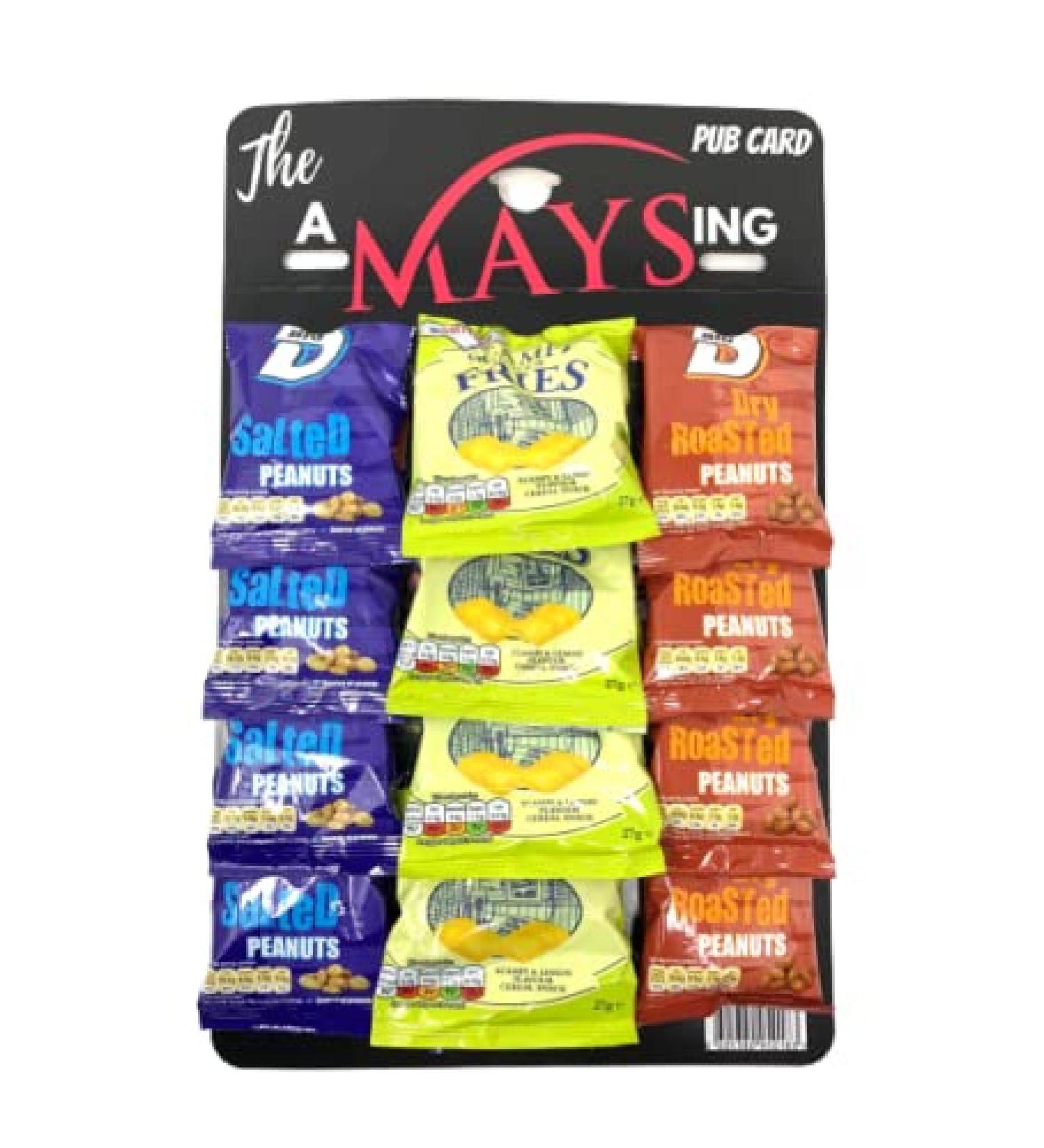 British Food Shop Big D Salted & Dry Nuts Smiths Scampi Fries Bar Snacks 12 Packs on 'The AMaysing' Pub Hanging Card - Buy Online on GoSupps.com