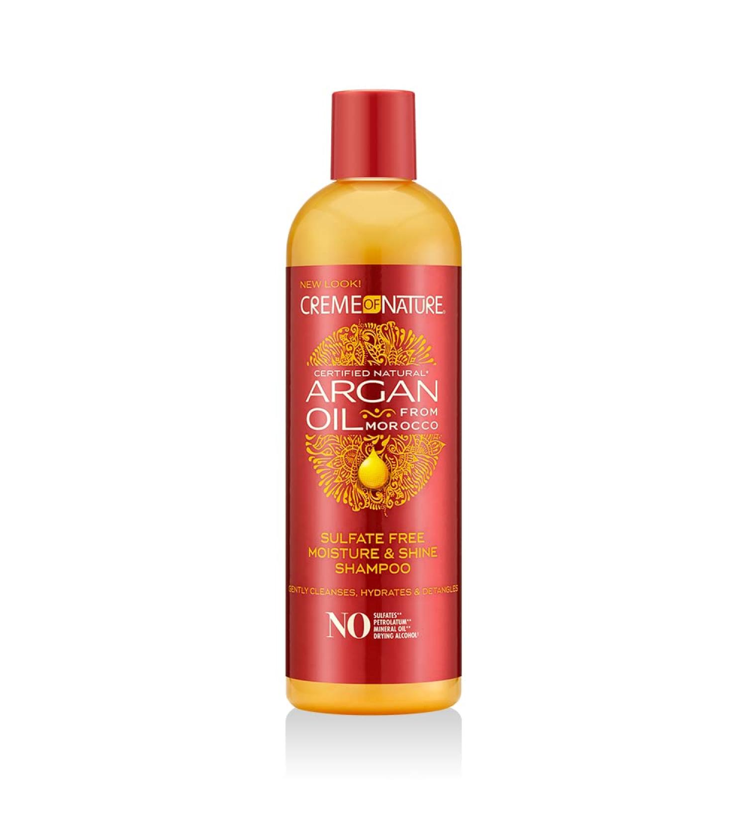 Argan Oil Shampoo by Creme of Nature, Moisture & Shine Shampoo, Sulfate Free Hair Care Formula, Nourishes, Hydrates, Detangles, 12 fl. oz. 12 Fl Oz (Pack of 1)