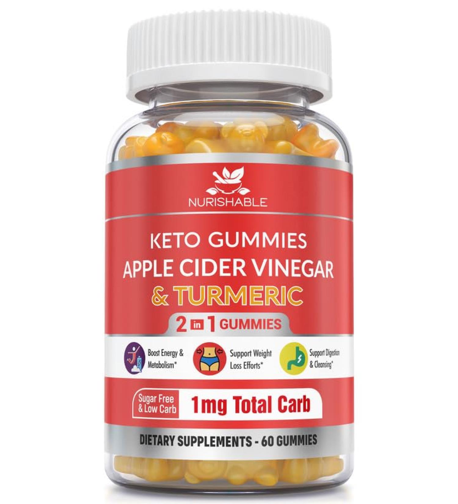ACV Keto Gummies for Weight Loss - Apple Cider Vinegar & Turmeric Formula | 60 Gummies - Buy Online on GoSupps.com
