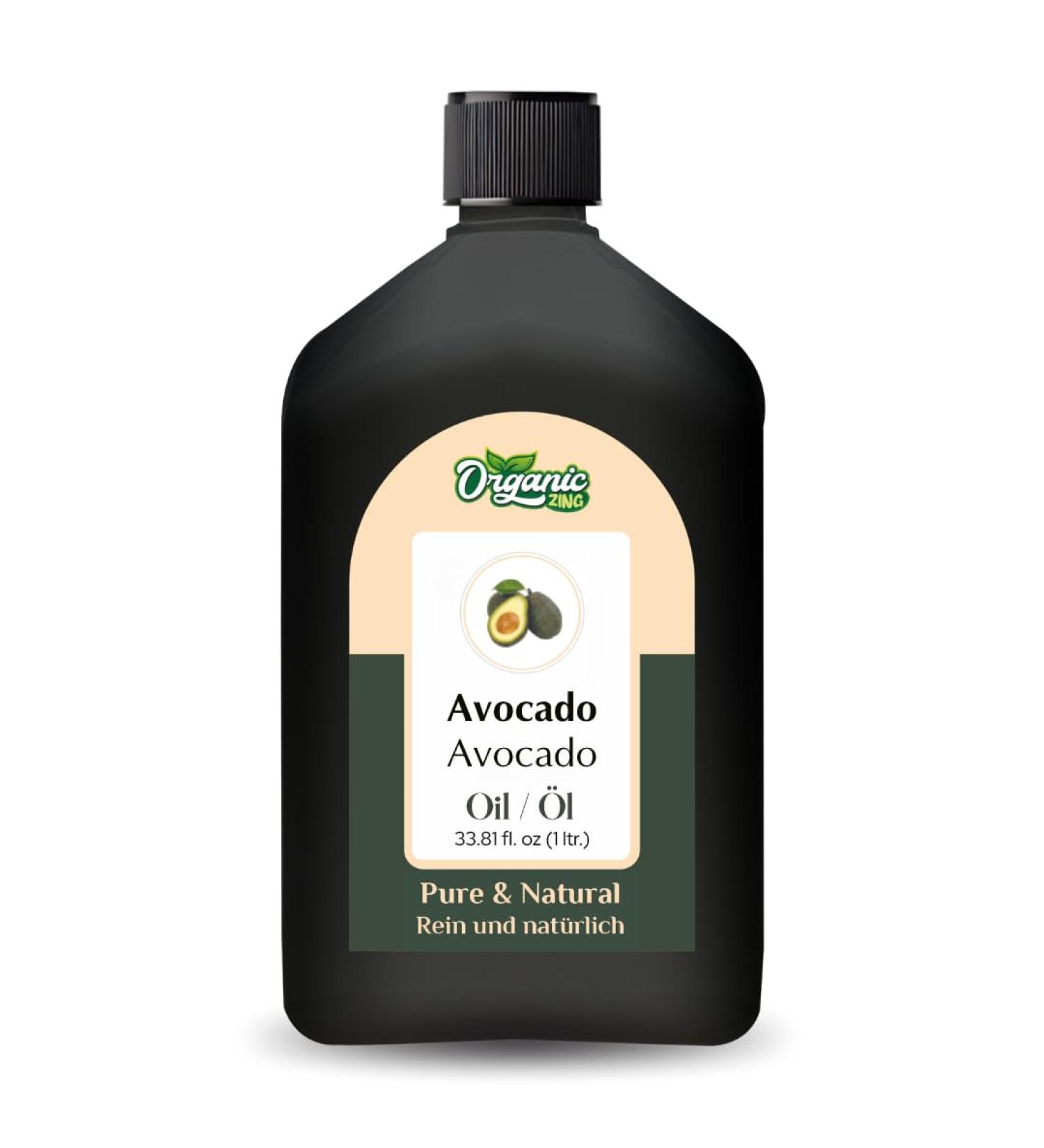 ORGANIC ZING Organic Zing Avocado Oil (Persea Americana) - Pure Natural Carrier Oil for Skin Care Hair Care and Massage - 1000ml