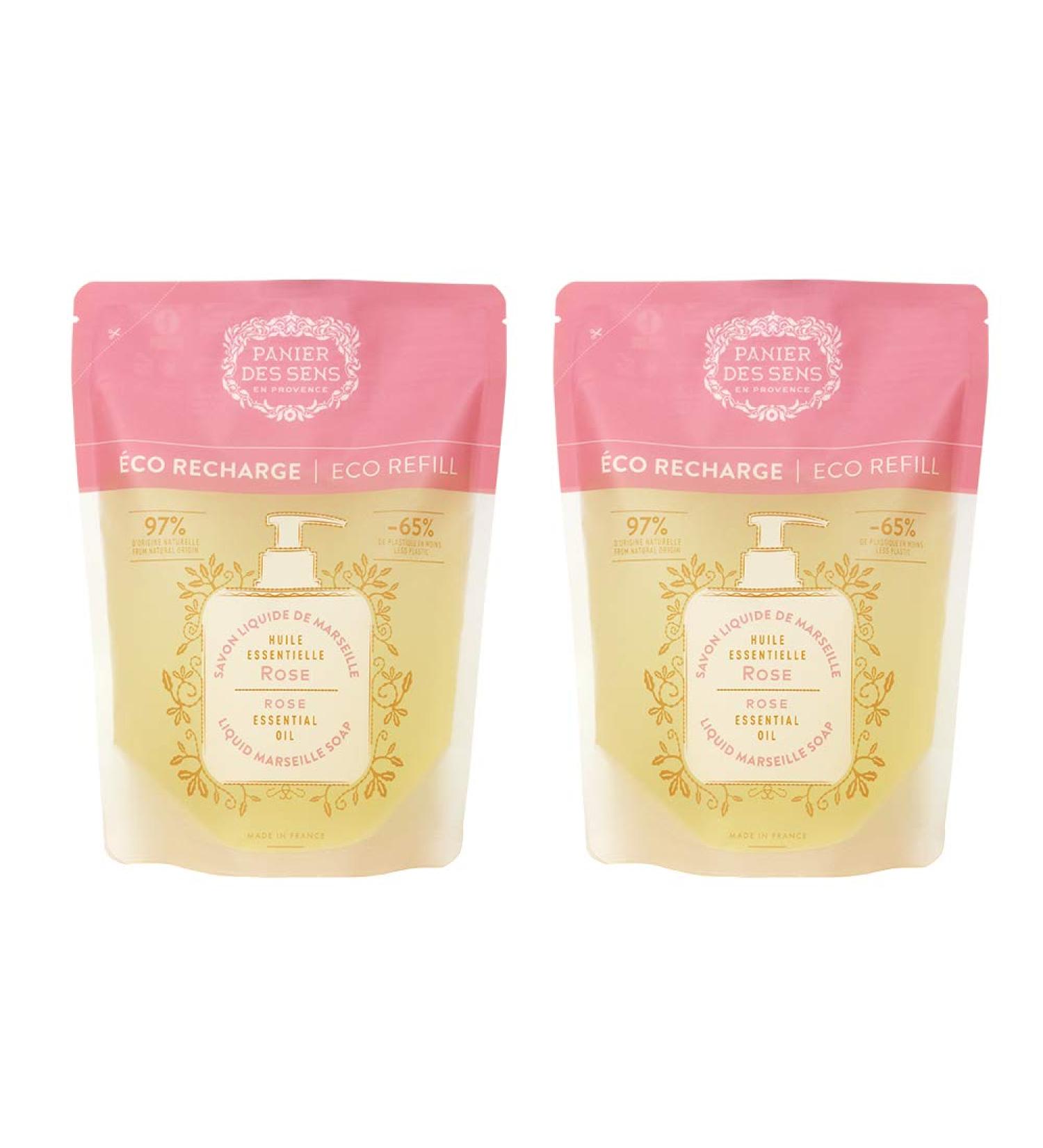 Panier des Sens Rose Liquid Hand Soap Refills - 2x 16.9floz/500ml | Made in France 97% Natural Marseille Soap - Buy Online on GoSupps.com