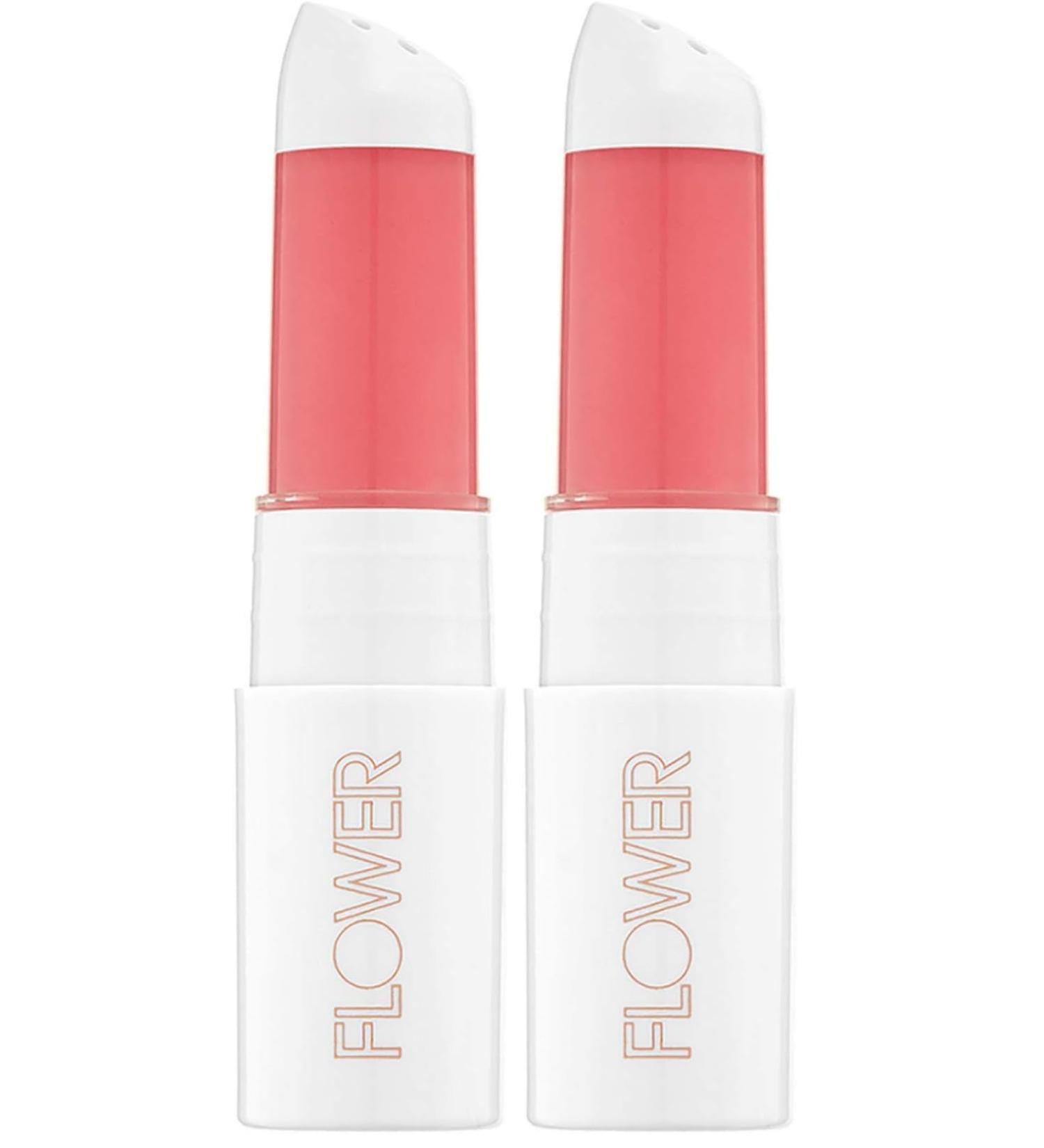 FLOWER BEAUTY By Drew Barrymore Petal Pout Lip Mask - Hydrating + Moisturizes Lips - Mango + Cocoa Butter - Lip Tint - Natural Color + Semi-Glossy Finish (Pucker) (Pack of 2)