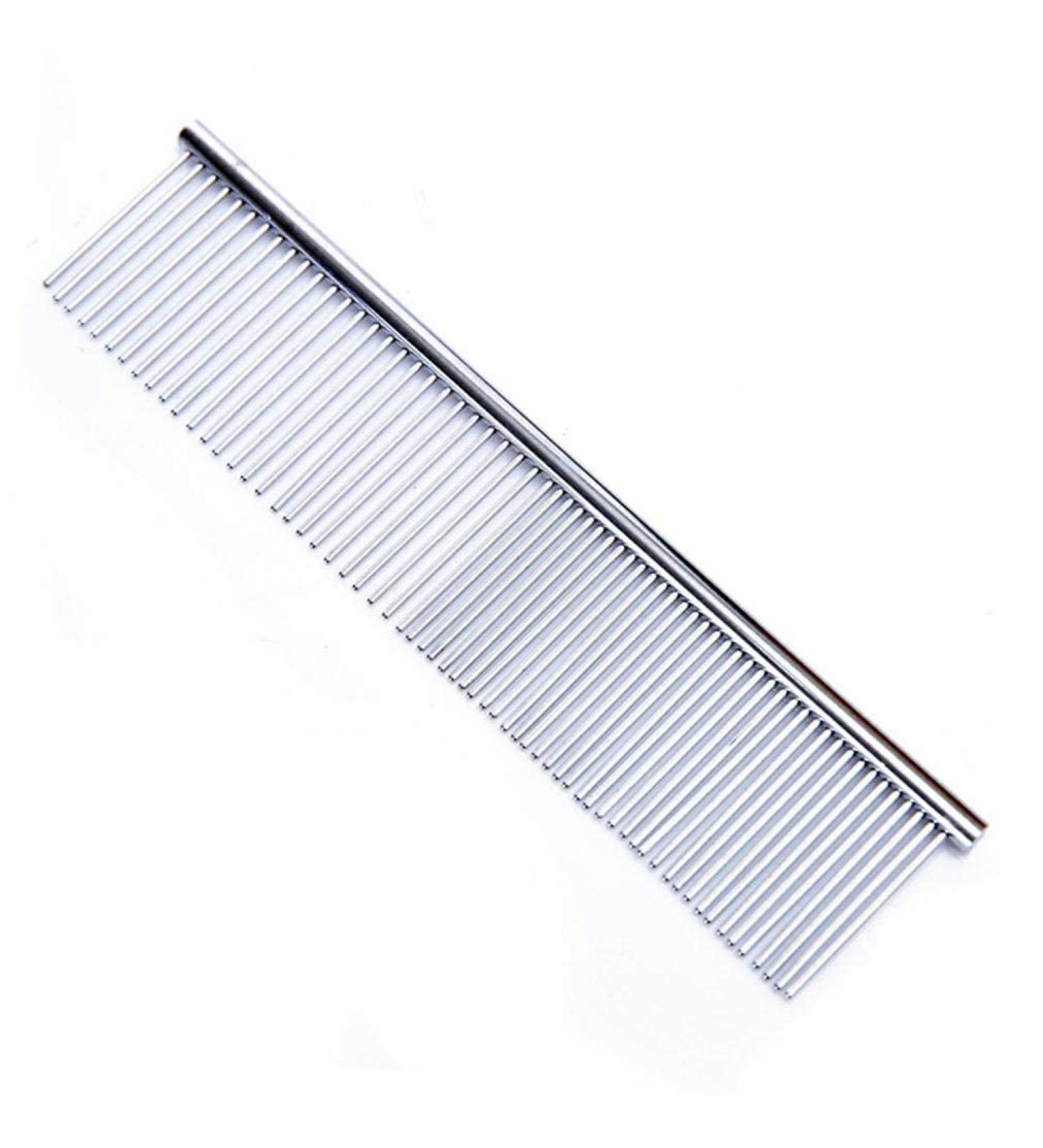 Premium 7.5 Inch Pet Steel Comb - Stainless Steel Teeth & Rounded Ends for Cat & Dog Knot Removal | Ideal Grooming Tool for Poodles & Deshedding - Buy Online on GoSupps.com