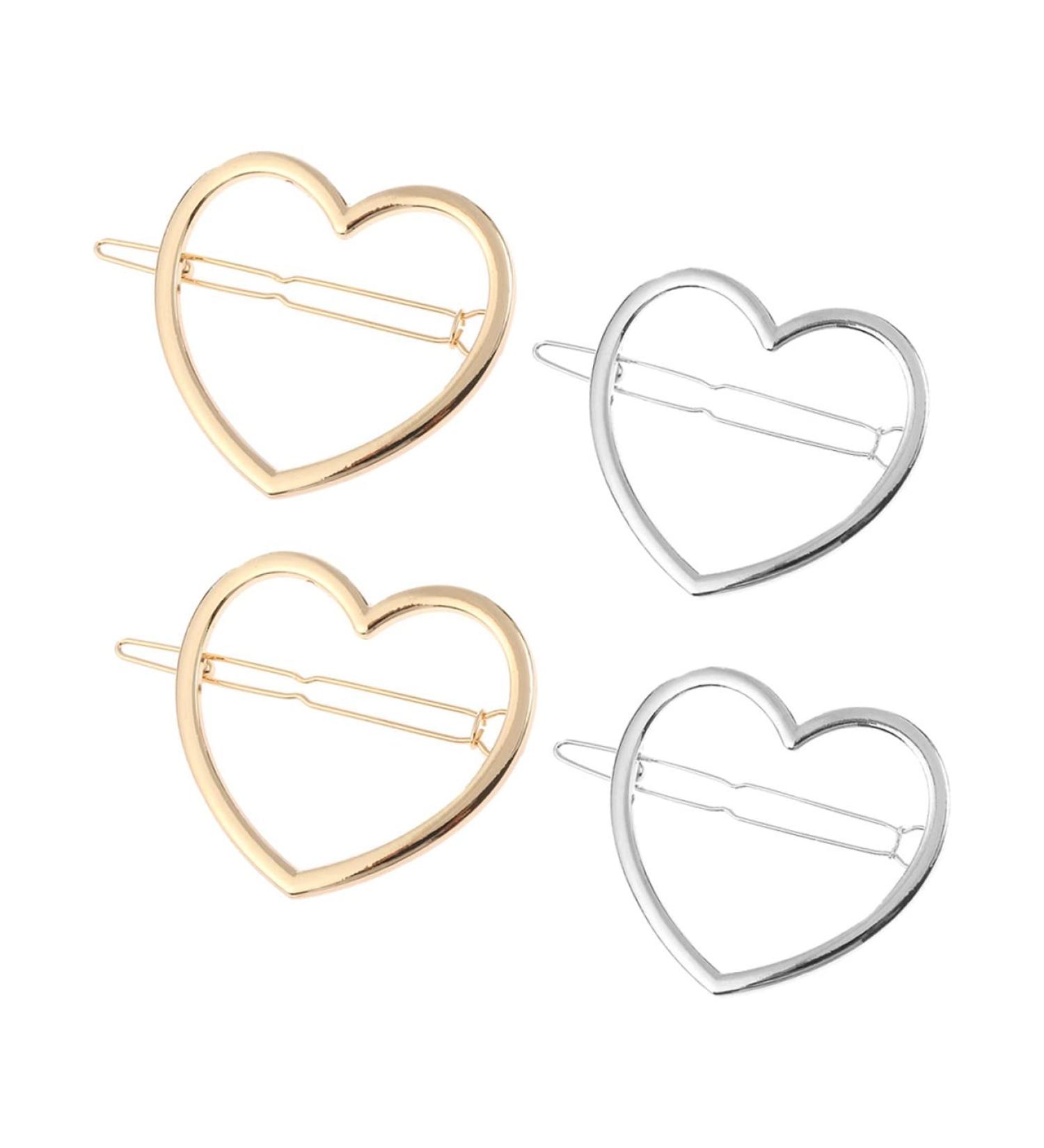 Hair Clip Rhinestone Hair Clip Girls Hair Bows Metallic Hair Clips 4 Pieces Heart Clips Hair Clip Hair Accessories Love Shaped Hair Pins Heart Hair Pins - Buy Online on GoSupps.com