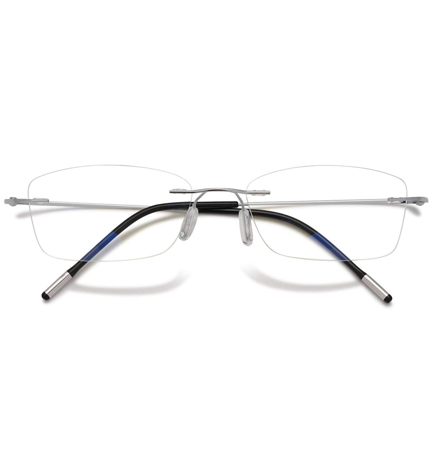 Vevesmundo Randlos Titan Reading Glasses - Anti Blue Light Ultralight Metal Visual Aid for Men - Frame-less Gray & Silver Options - Buy Online on GoSupps.com