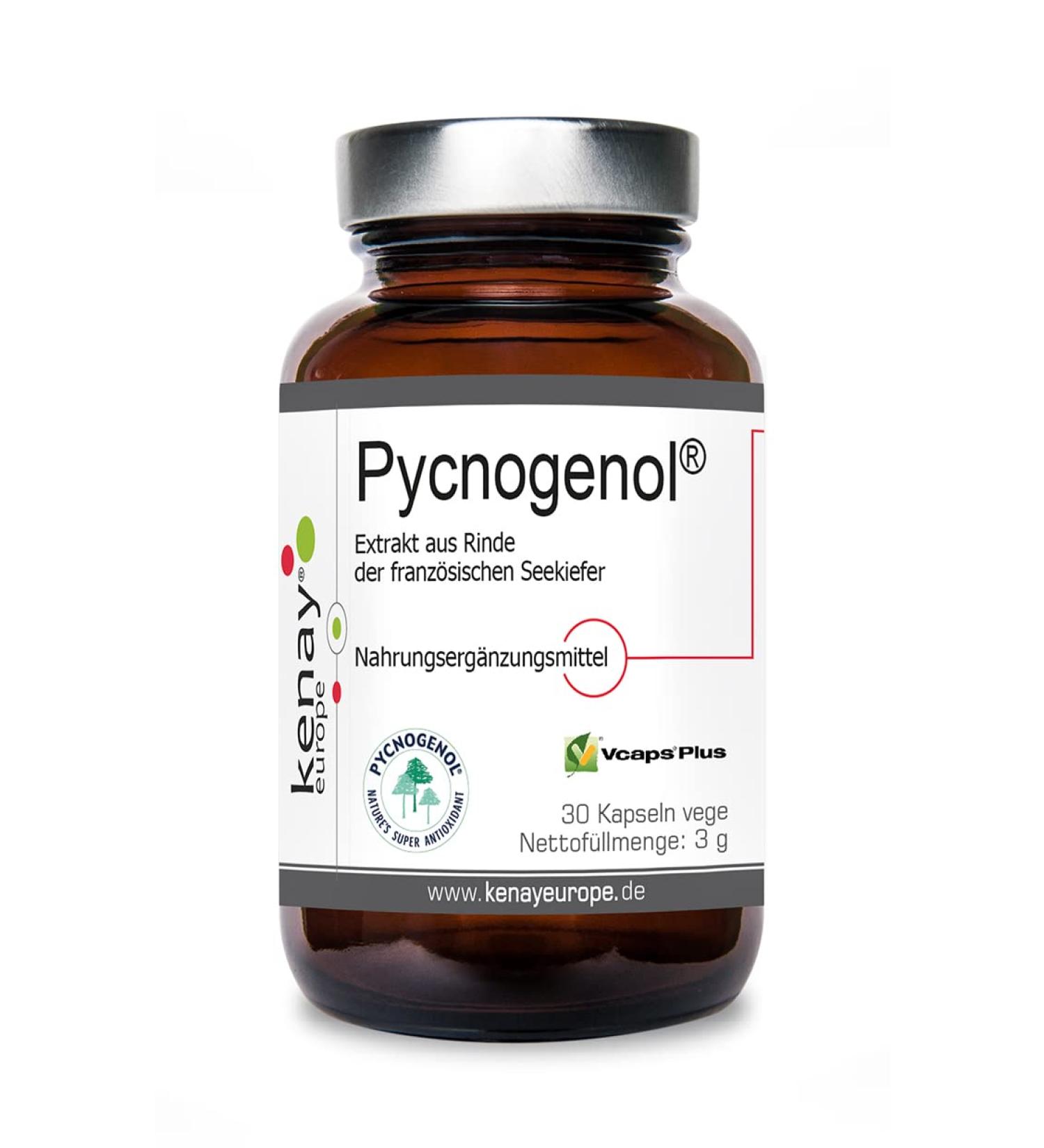 Pycnogenol 100mg - Vegan Extract from French Maritime Pine Bark - 30 Vegetable Capsules - No Magnesium Stearate - International Shipping Available - Buy Online on GoSupps.com