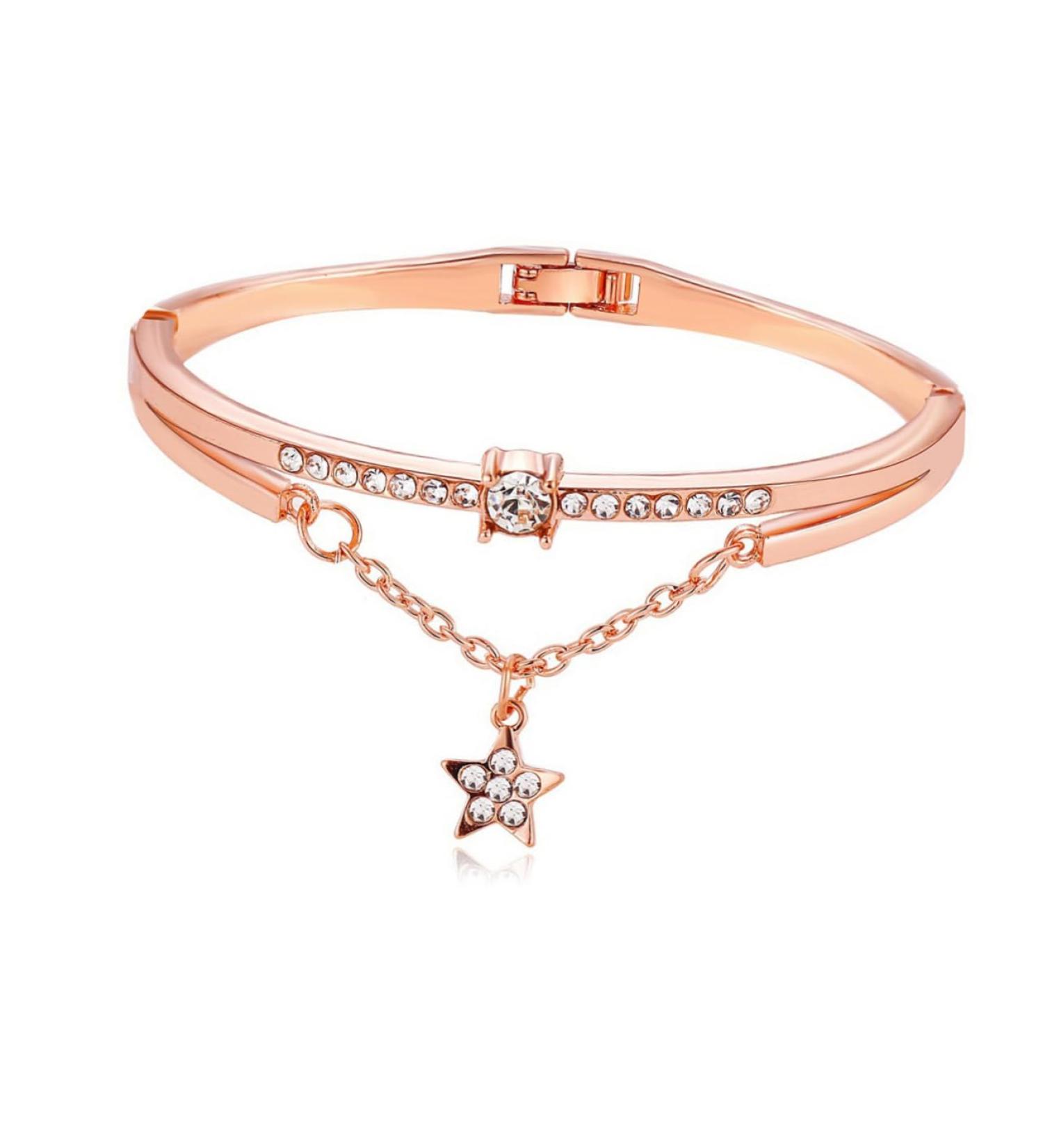  HAPINARY Unique Star-Shaped Bracelet Crystal Alloy Hand Chain Vintage Style Rose Gold Jewelry for Women and Girls - Buy Online on GoSupps.com