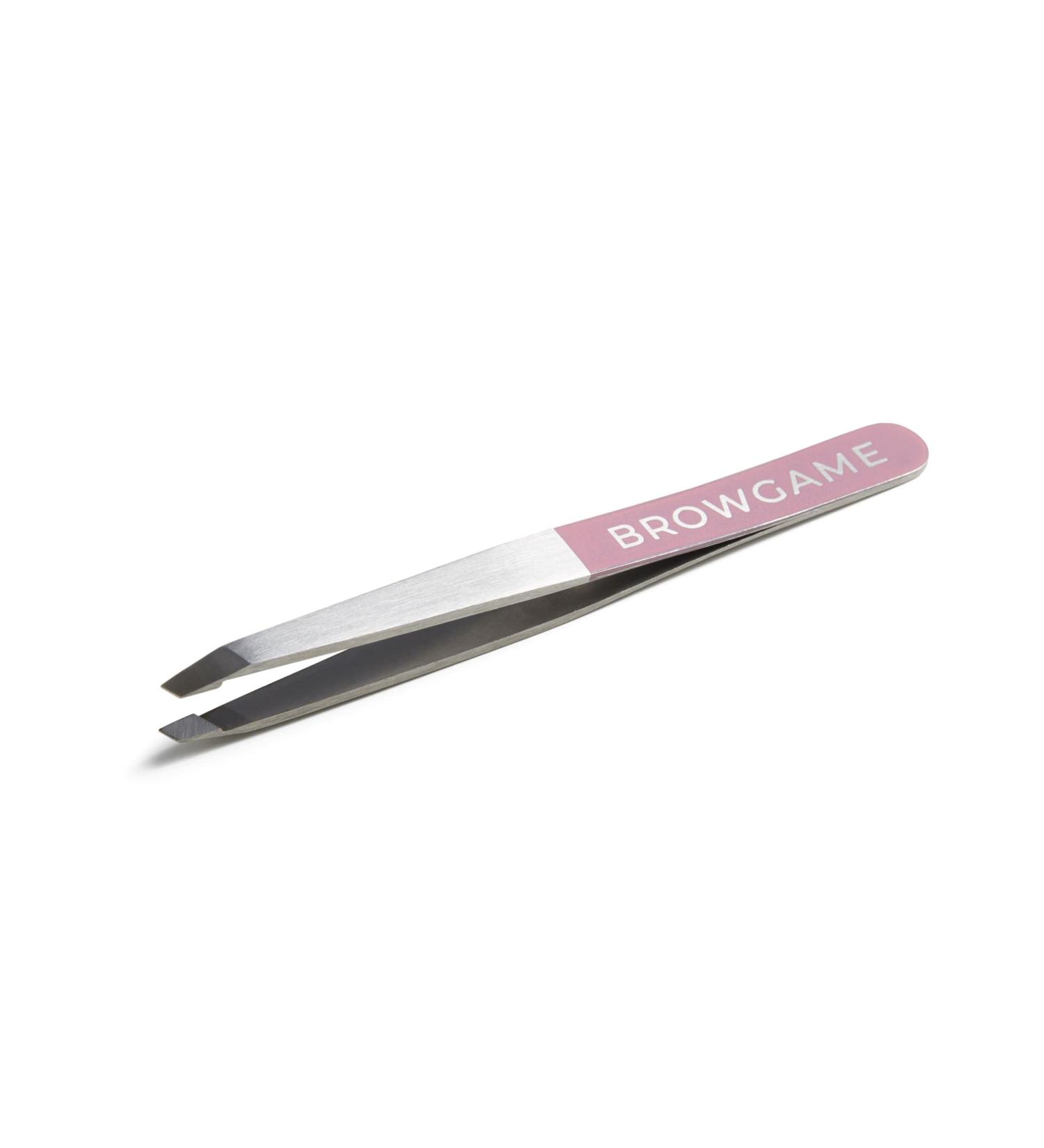 Browgame Original Slanted Tweezer - Precision Hair Removal Tool with Easy Grip - Stainless Steel Design for Sensitive Skin - Pink - Buy Online on GoSupps.com