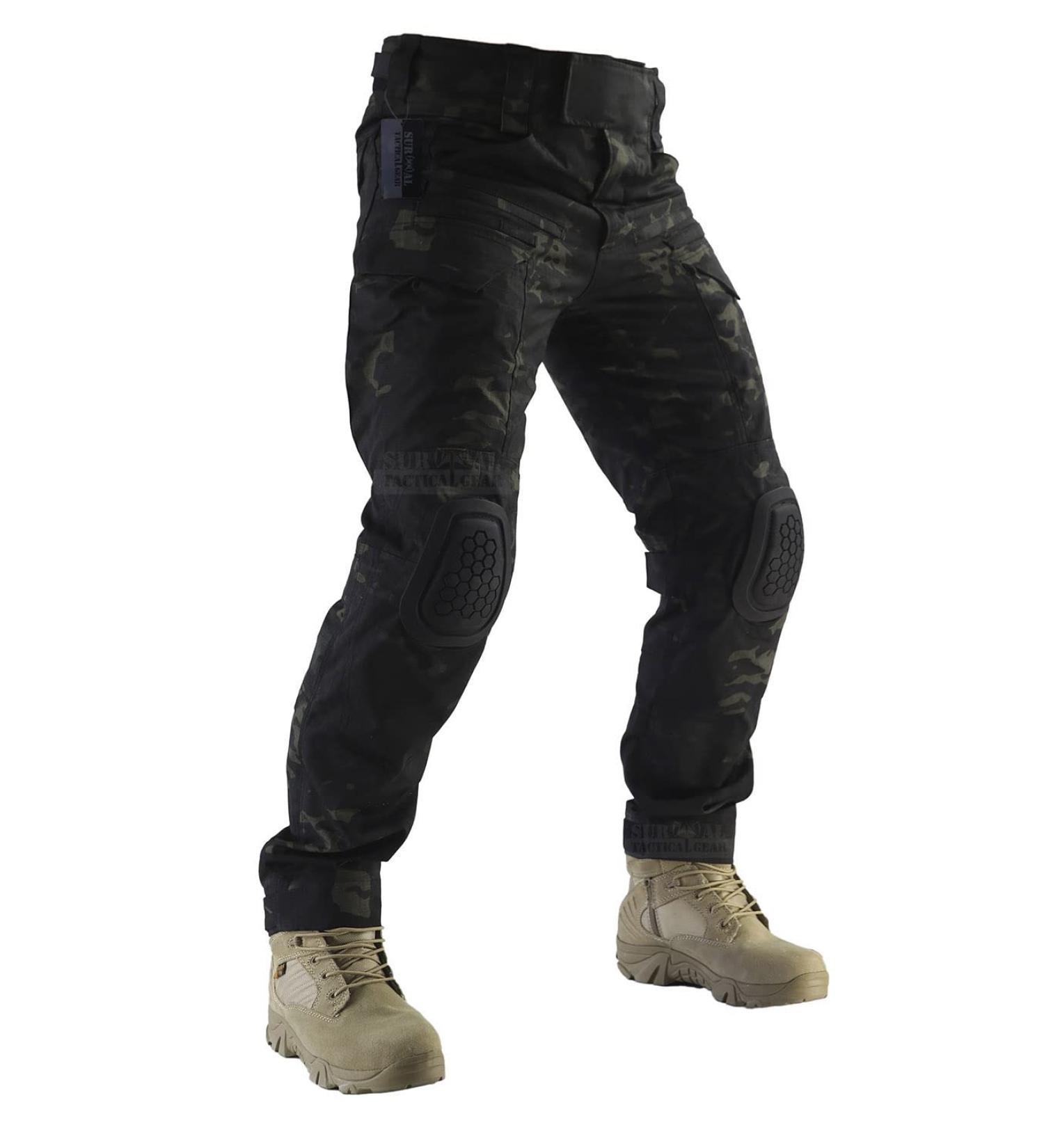 ZAPT Combat Pants Men's Airsoft Paintball Tactical Pants with Knee Pads - Multicam Black, Size Medium - Buy Online on GoSupps.com