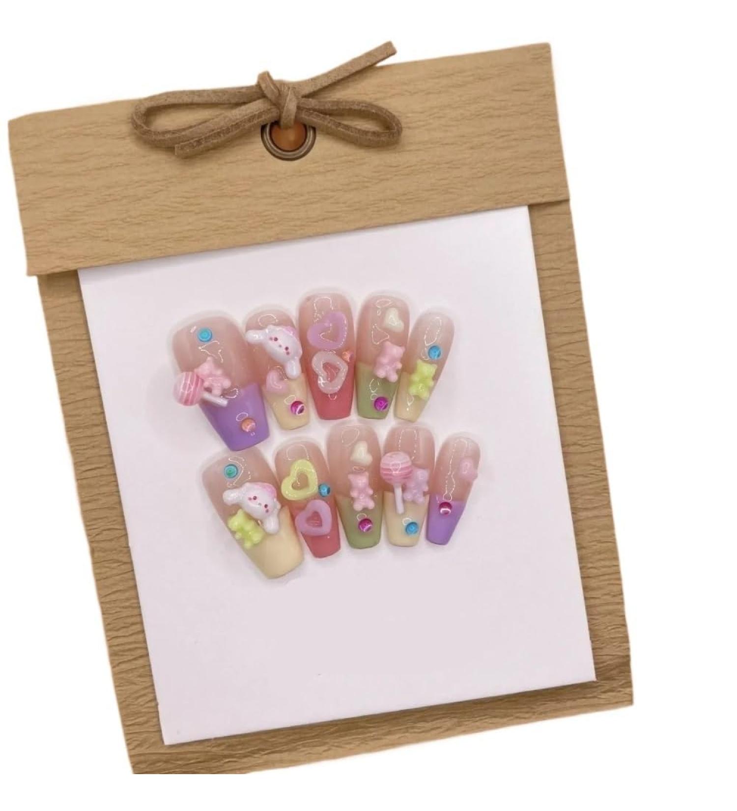 Detachable Handmade false nails with design dopamine bubble love girl press on Nail enhancement false nails (Color : 1 Size : S) - Buy Online on GoSupps.com
