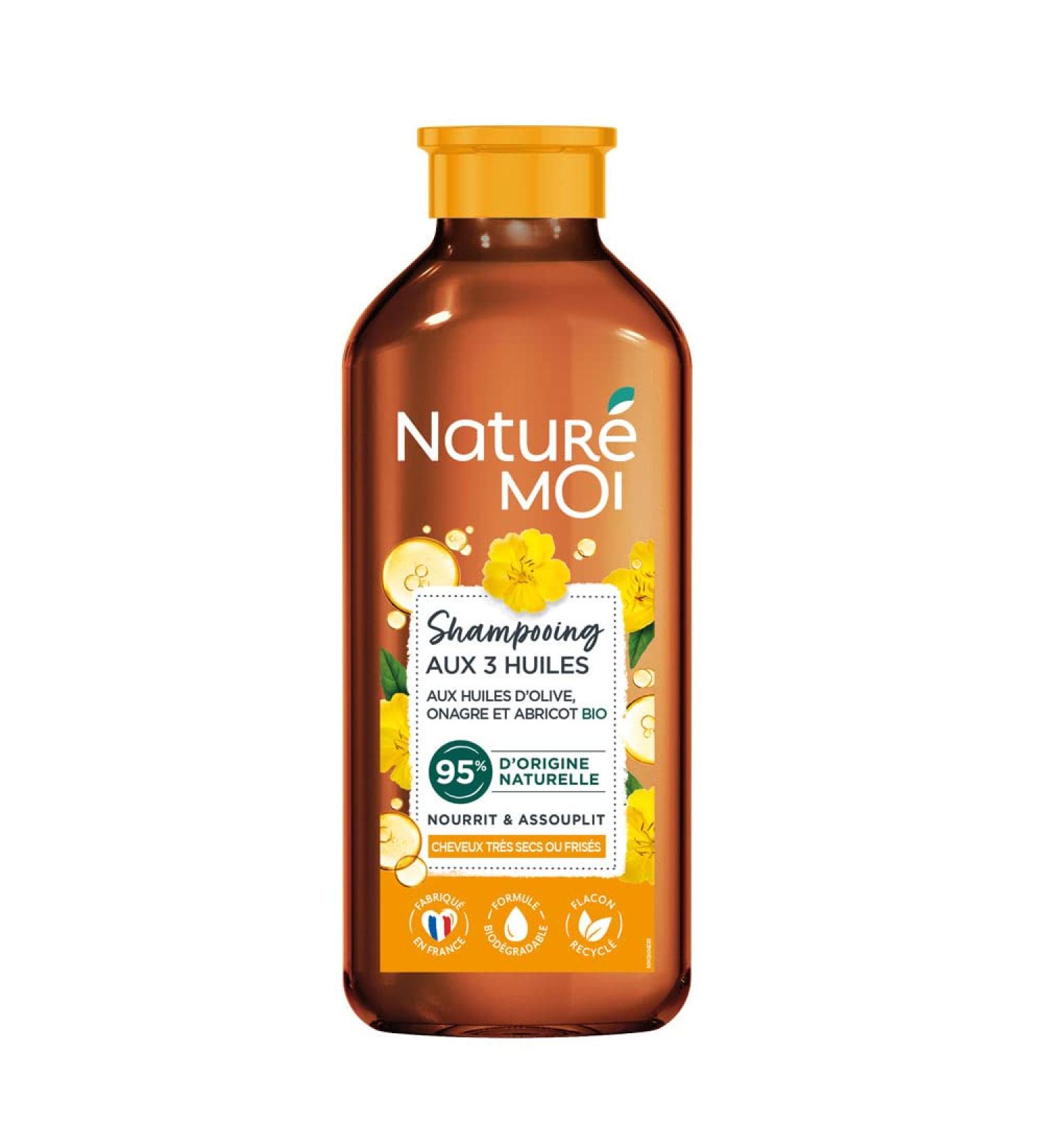 Natur Moi - Nourishing Shampoo - Dry Damaged Frizzy Hair Care - Sulfate-Free Shampoo - Nourishes and Softens - With 3 Organic Oils - 95% Natural Origin - 250 ml - Made in France - Buy Online on GoSupps.com